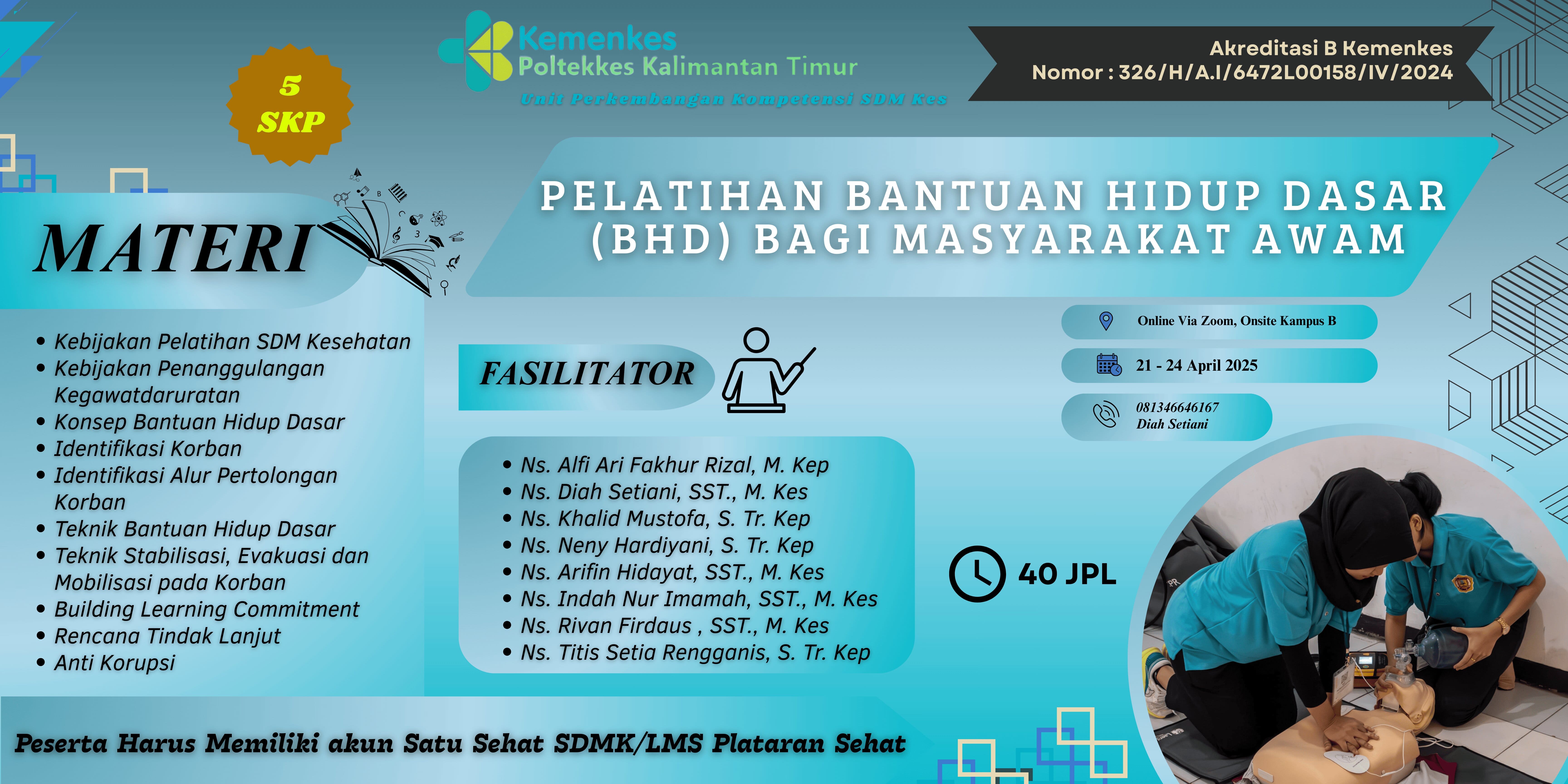 Pelatihan Bantuan Hidup Dasar (BHD) bagi Masyarakat Awam Angkatan 6