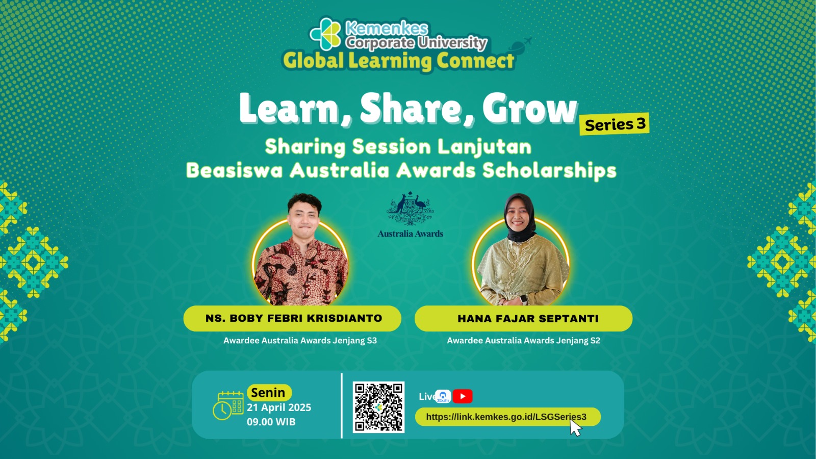Learn, Share, Grow Seri 3 Sharing Session Lanjutan Beasiswa Australia Awards Scholarships