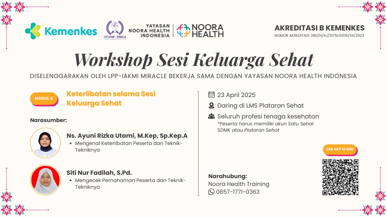 Workshop Sesi Keluarga Sehat : Keterlibatan selama Sesi Keluarga Sehat Angkatan 1