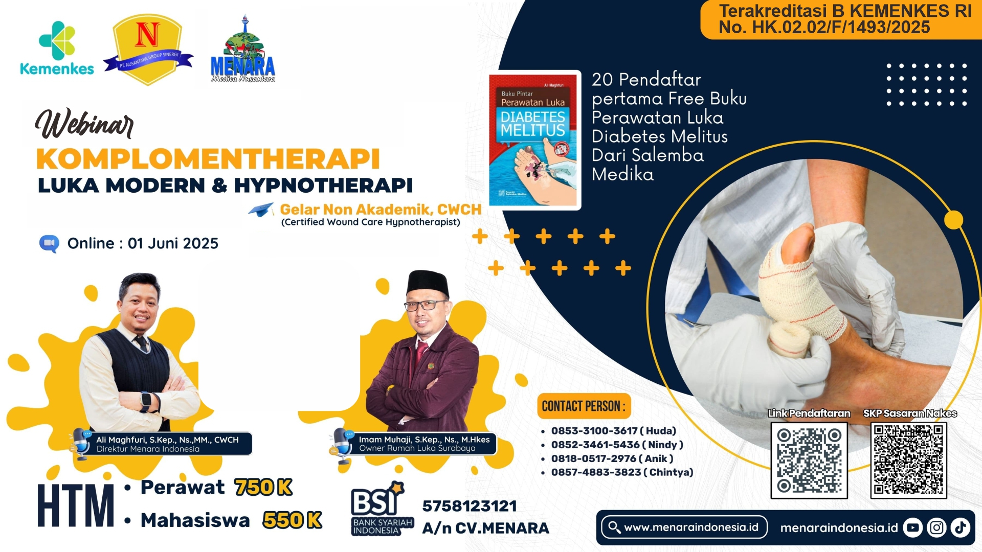 Webinar Perawatan Luka Modern dan Komplomentari Hynopterapi Angkatan 1