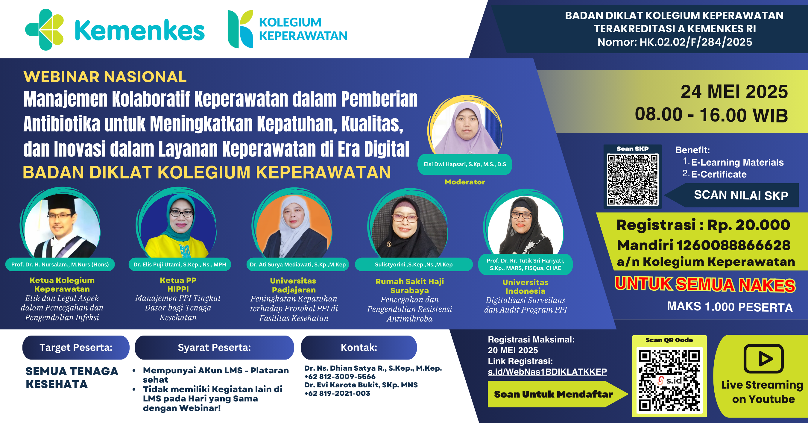 Webinar Nasional “Manajemen Kolaboratif Keperawatan dalam Pemberian Antibiotika untuk Meningkatkan  Kepatuhan, Kualitas, dan Inovasi dalam Layanan Keperawatan di Era Digital”  Angkatan 1