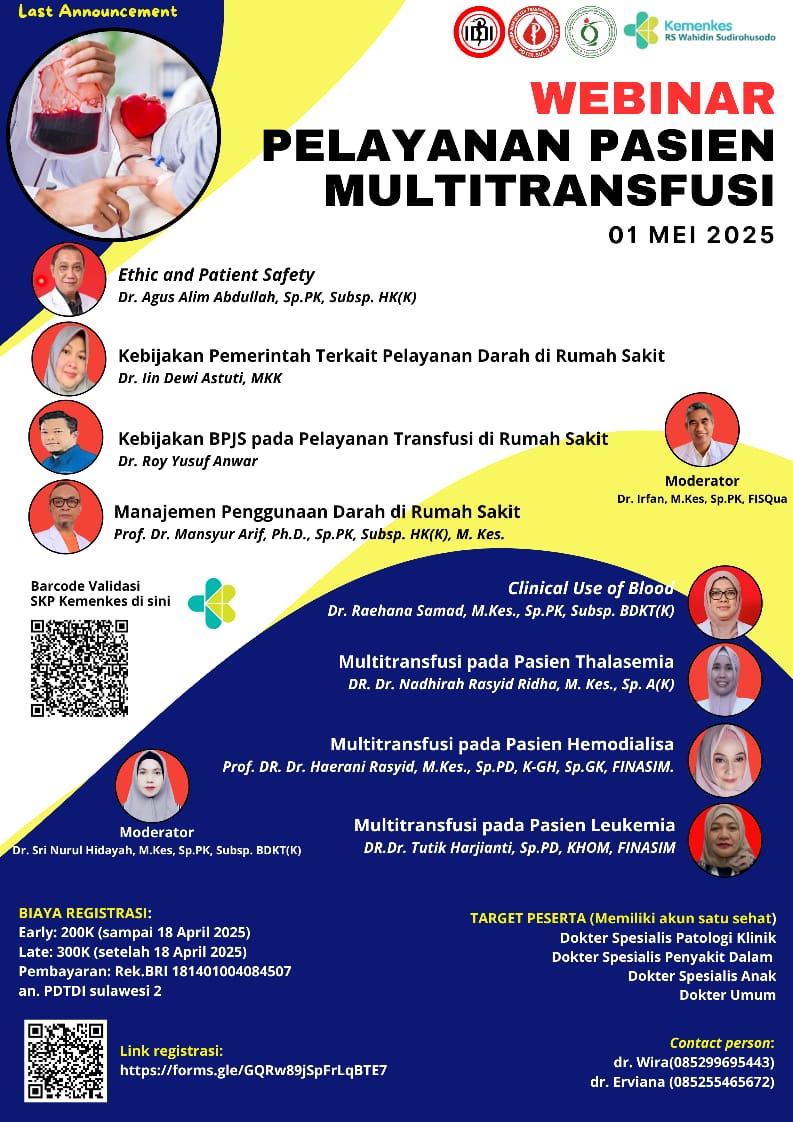 WEBINAR PELAYANAN PASIEN MULTITRANSFUSI  Angkatan 1