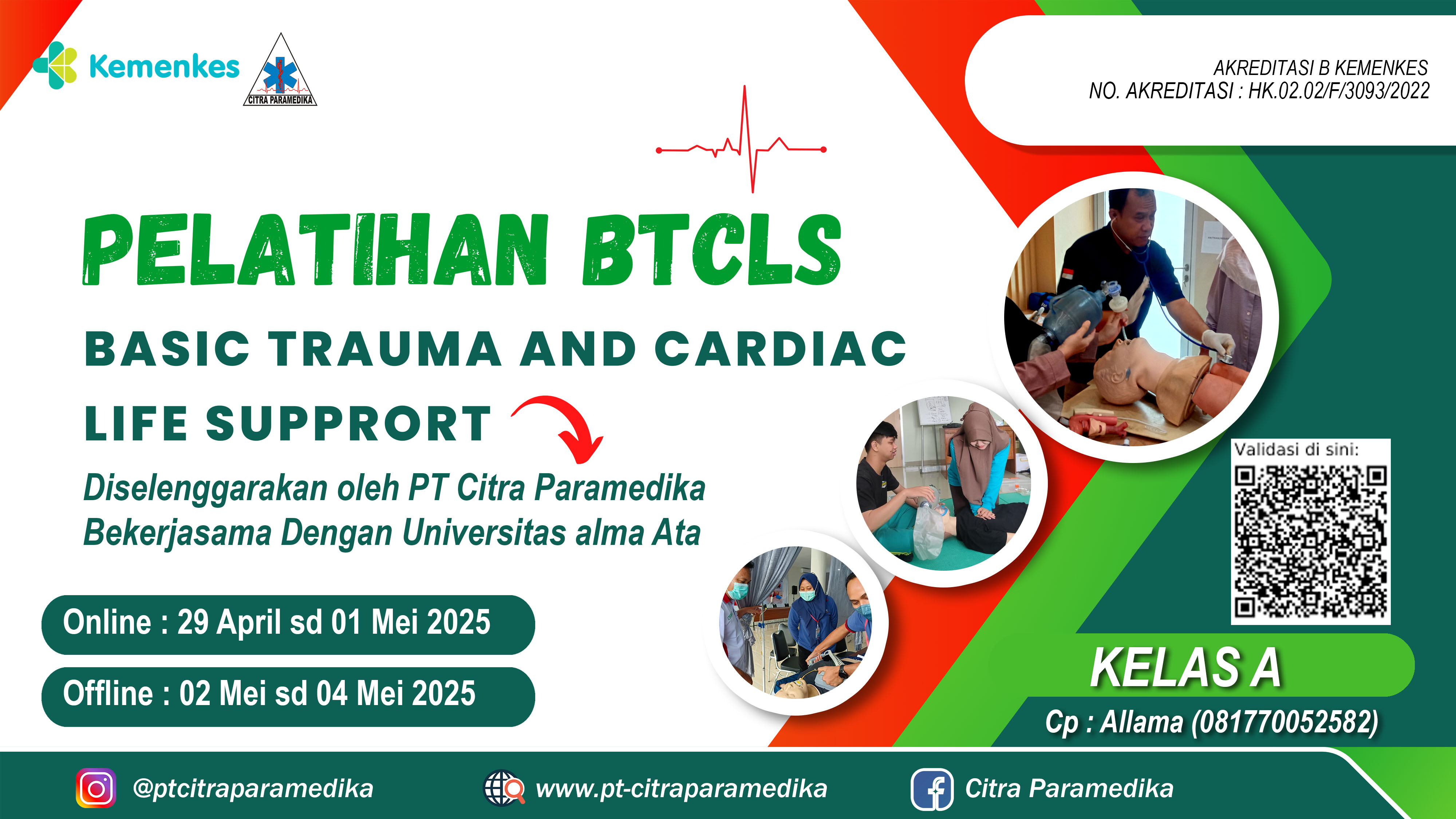 Pelatihan Basic Trauma Cardiac Life Support (BTCLS) Angkatan 12