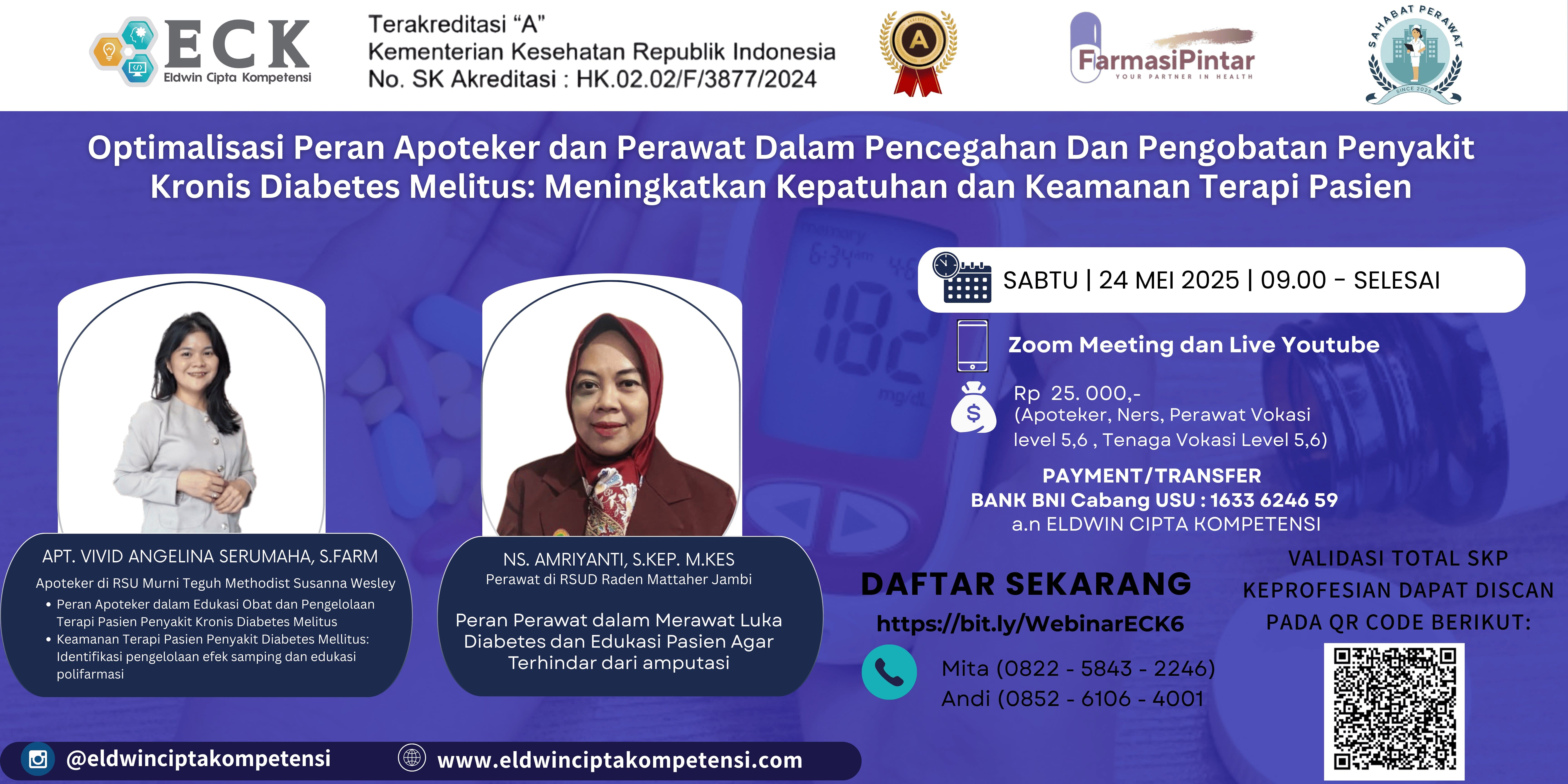 Optimalisasi Peran Apoteker dan Perawat dalam Pencegahan dan Pengobatan Penyakit Kronis Diabetes Melitus : Meningkatkan Kepatuhan dan Keamanan Terapi Pasien Angkatan 1