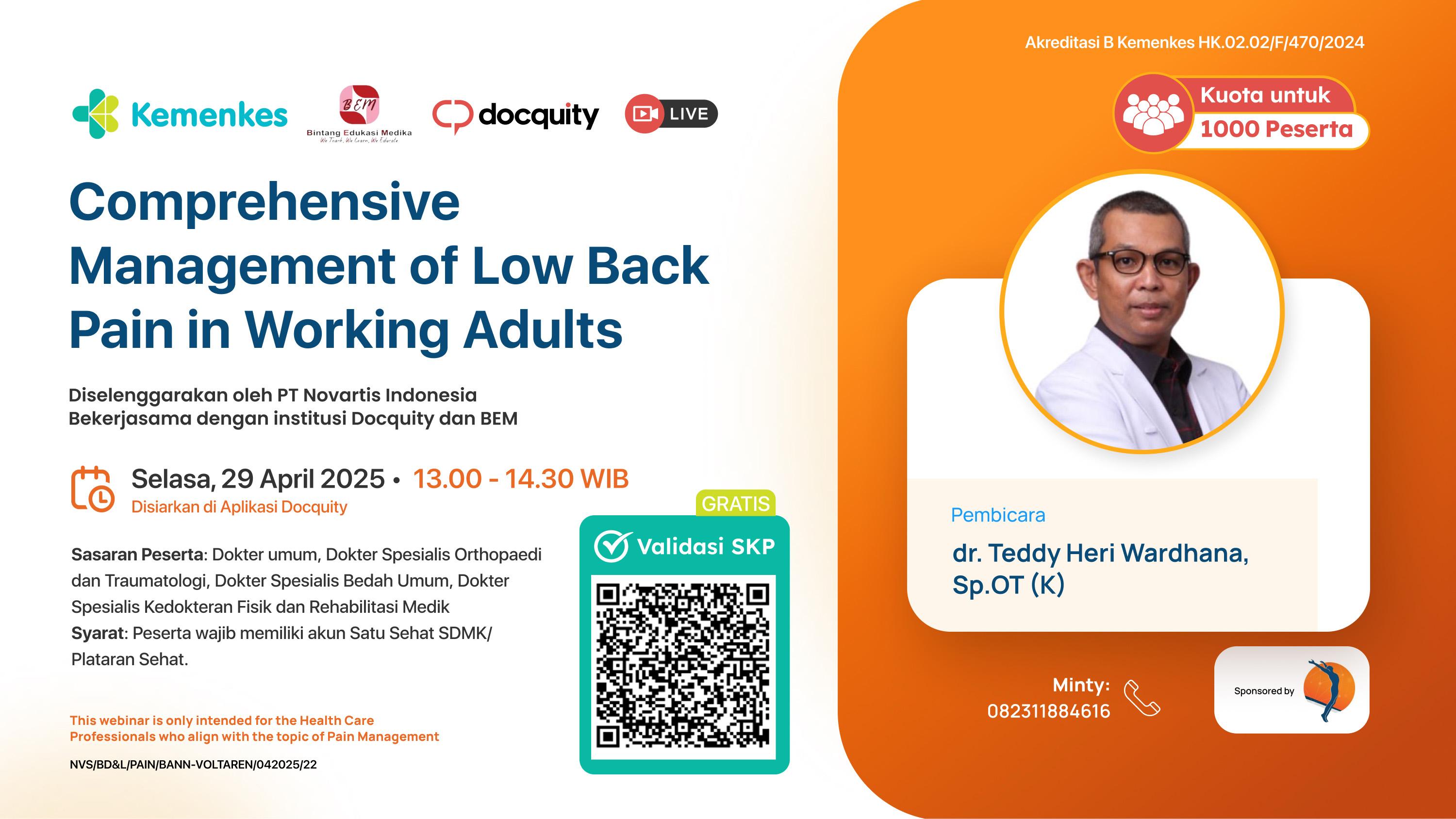 Webinar “Comprehensive Management of Low Back Pain in Working Adults” Angkatan 1