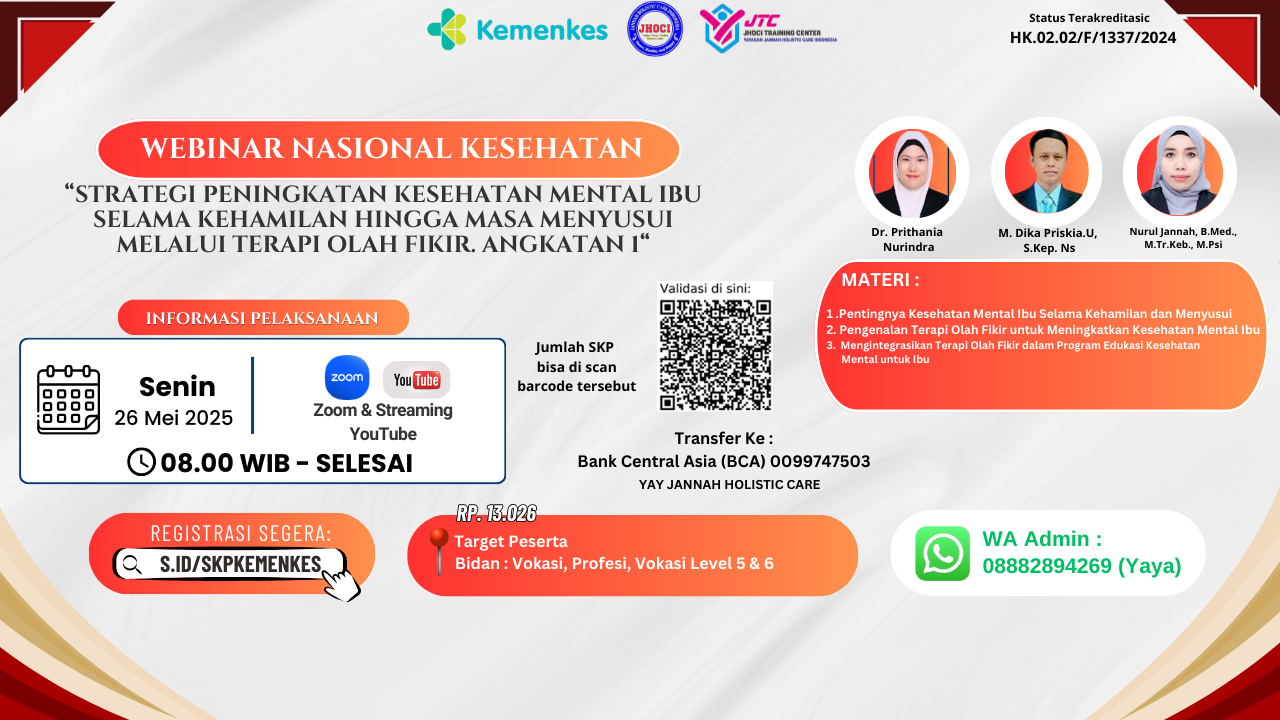 Update Webinar Bidan_Strategi peningkatan kesehatan mental ibu selama kehamilan hingga masa menyusui melalui terapi olah fikir. Angkatan 1