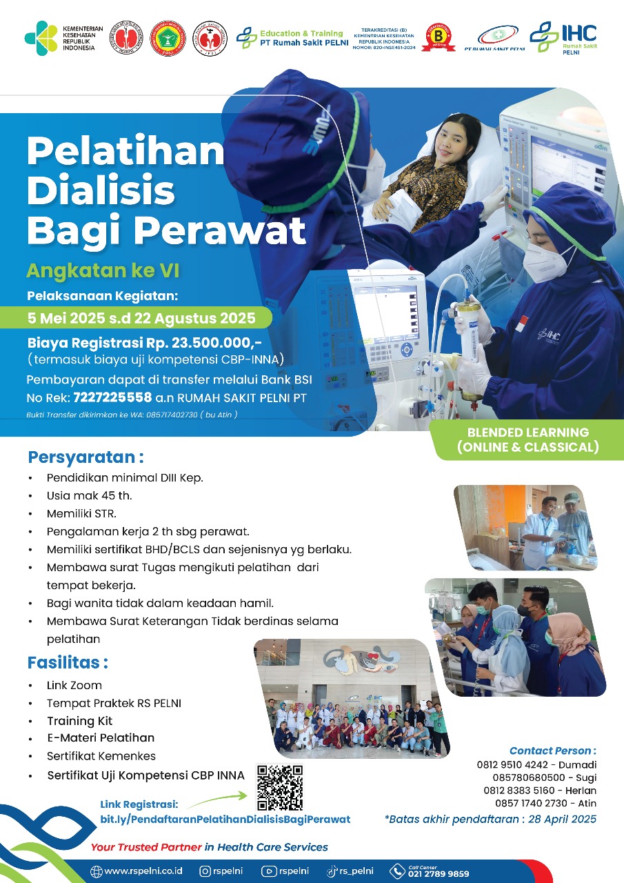 Pelatihan Dialisis bagi Perawat di Rumah Sakit dan Klinik Khusus Dialisis Angkatan 6