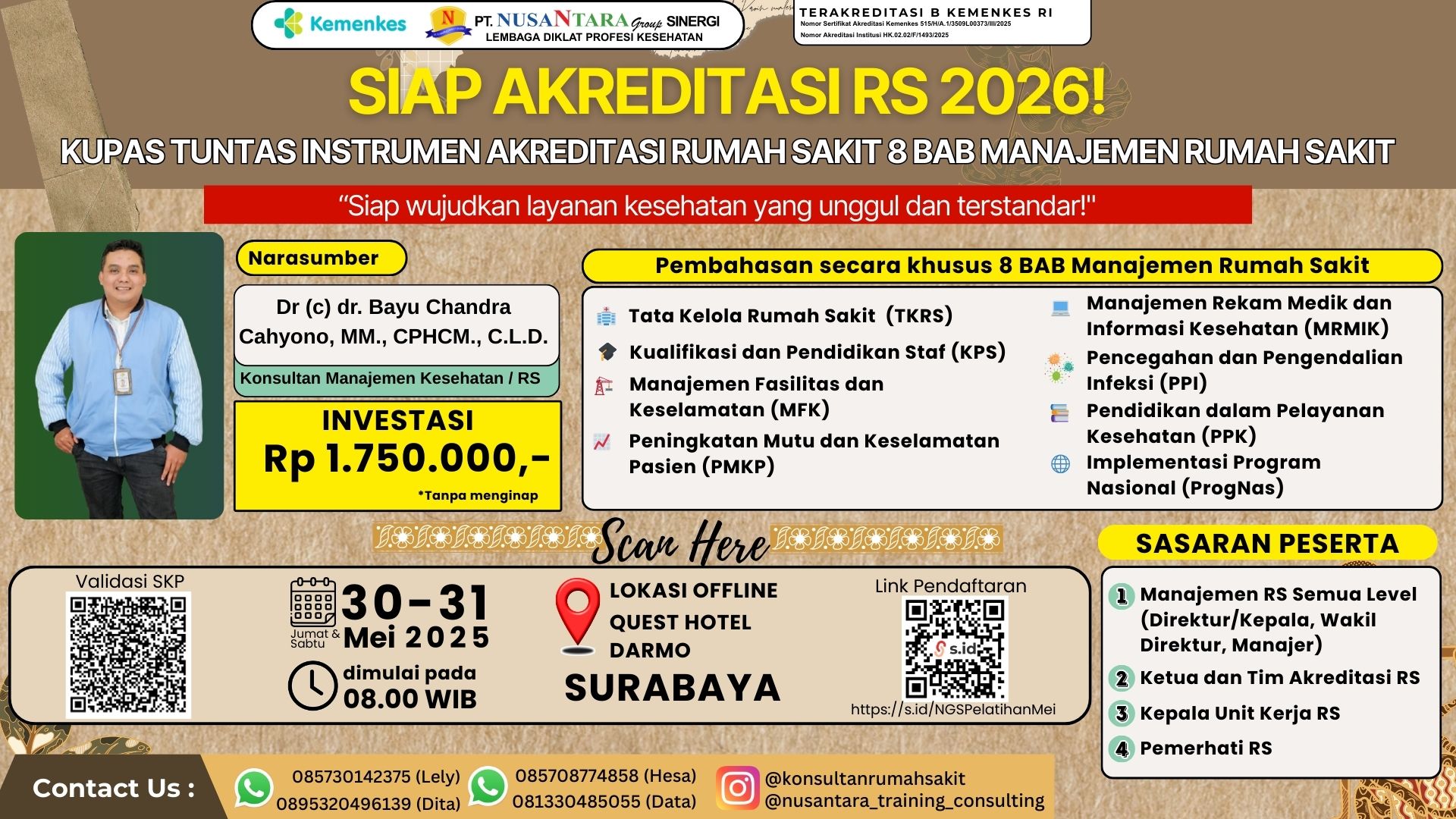 Bimbingan Teknis Siap Akreditasi 2026! Kupas Tuntas Instrumen Akreditasi Rumah Sakit: 8 Bab Manajemen Rumah Sakit Angkatan 1