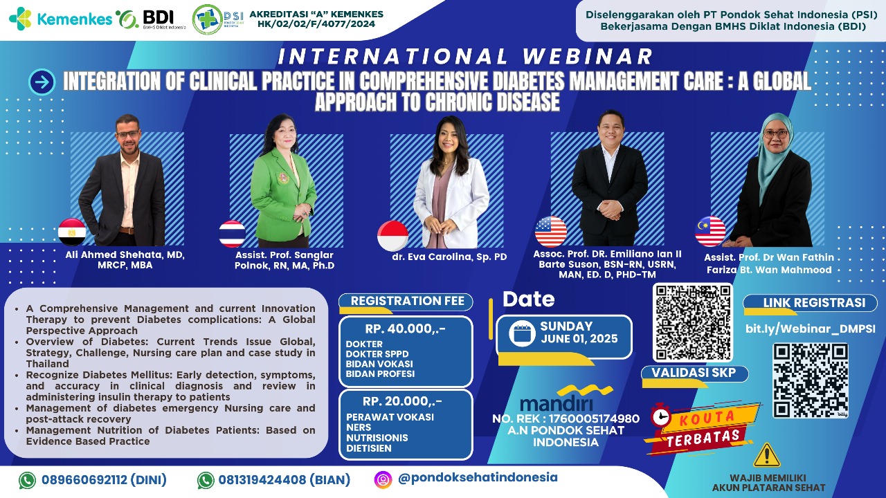 Webinar internasional " "Integration of Clinical Practice in Comprehensive Diabetes Management Care: A Global Approach to Chronic Disease" Angkatan 1