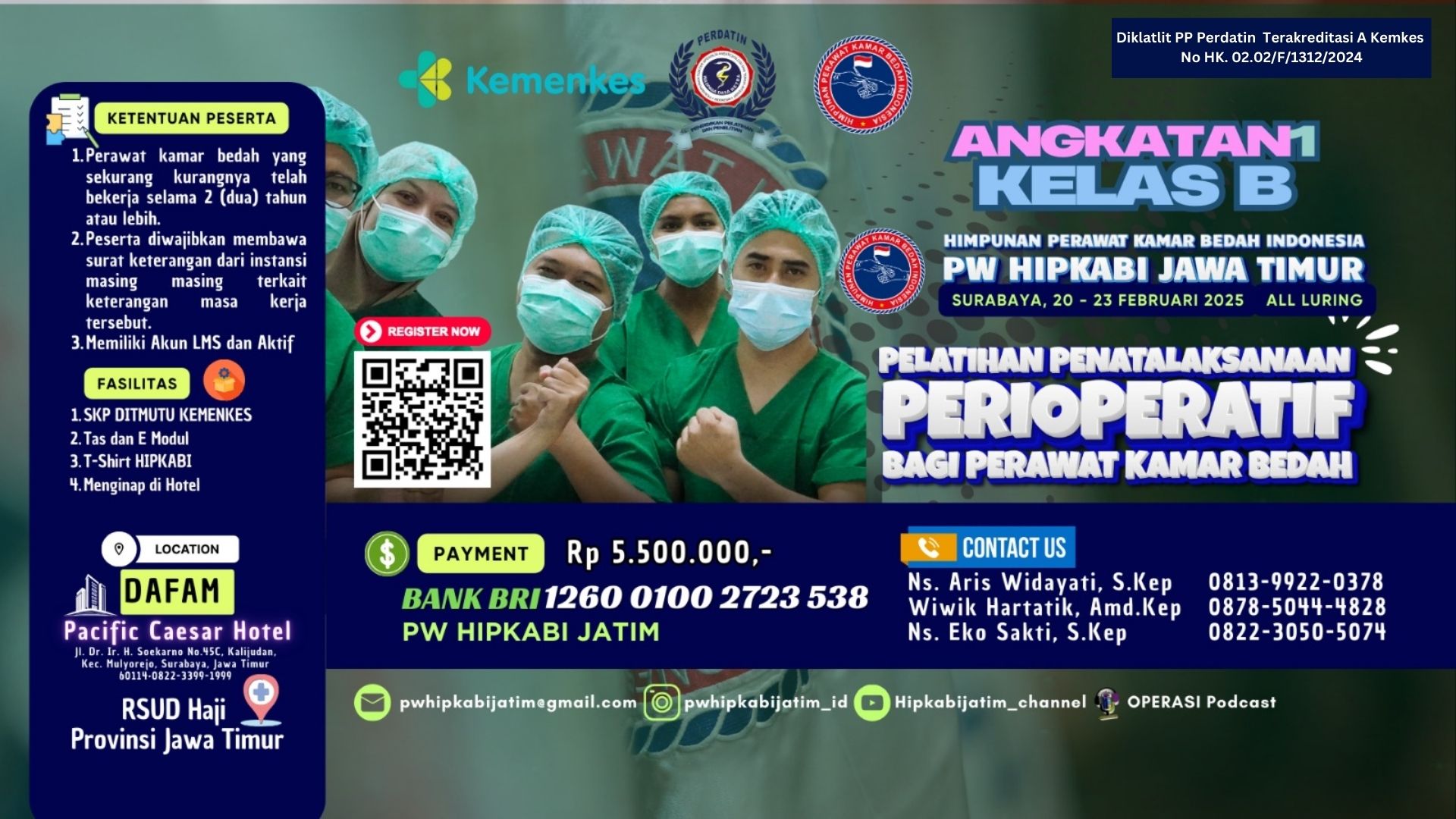 Pelatihan Penatalaksanaan Keperawatan Perioperatif Bagi Perawat  Kamar Bedah ( Bedah Dasar )