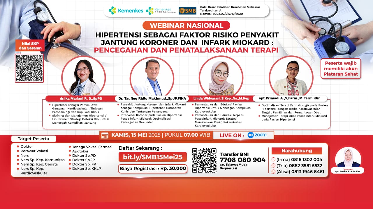 Webinar Nasional Hipertensi Sebagai Faktor Risiko Penyakit Jantung Koroner dan Infark Miokard Pencegahan dan Penatalaksanaan Terapi Kerjasama  PT Sejawat Muda Berprestasi Angkatan 1