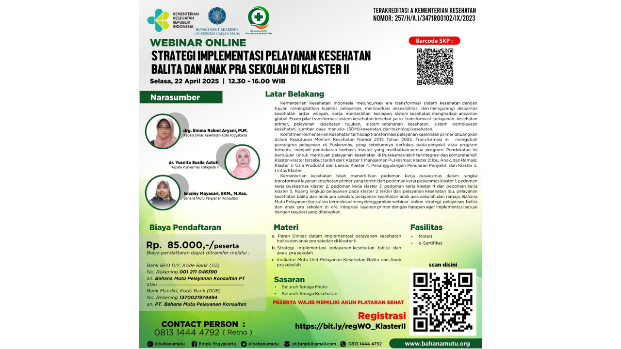 Webinar Online Strategi Implementasi Pelayanan Kesehatan Balita dan Anak Pra Sekolah di Klaster II Angkatan 1