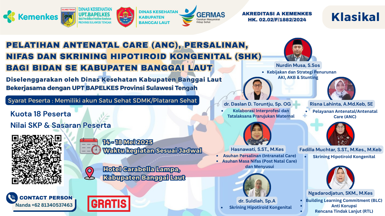 Pelatihan Pelayanan Antenatal Care, Persalinan, Nifas Dan Skrining Hipotiroid Kongenital (SHK) Bagi Bidan di FKTP Angkatan 1