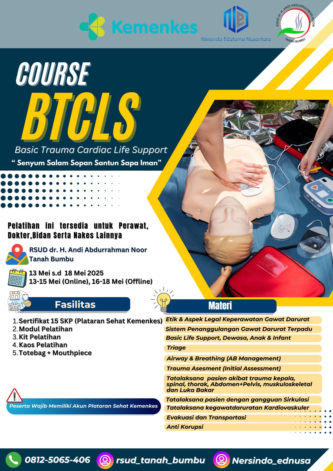 Pelatihan Basic Trauma Cardiac Life Support (BTCLS) Angkatan 3