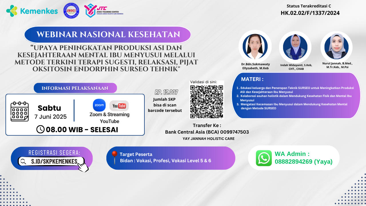 Update Webinar bidan_ Upaya peningkatan produksi asi dan kesejahteraan mental ibu menyusui melalui metode terkini terapi Sugesti, relaksasi, pijat oksitosin endorphin _SURSEO tehnik. Angkatan 1