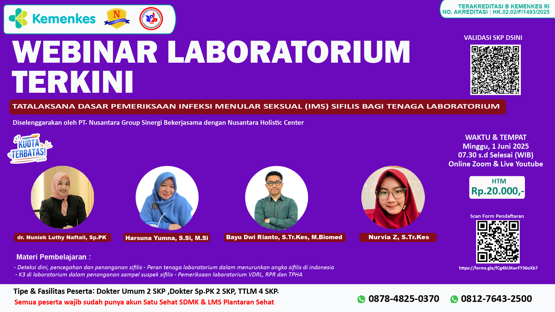 Webinar Laboratorium Terkini:  Tatalaksana Dasar Pemeriksaan Infeksi Menular Seksual (IMS) Sifilis Bagi Tenaga Laboratorium Angkatan 1