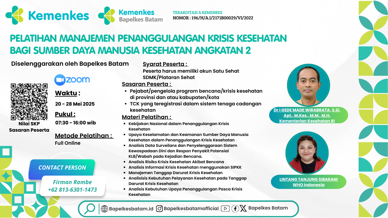 Pelatihan Manajemen Penanggulangan Krisis Kesehatan Bagi Sumber Daya Manusia Kesehatan Angkatan 2