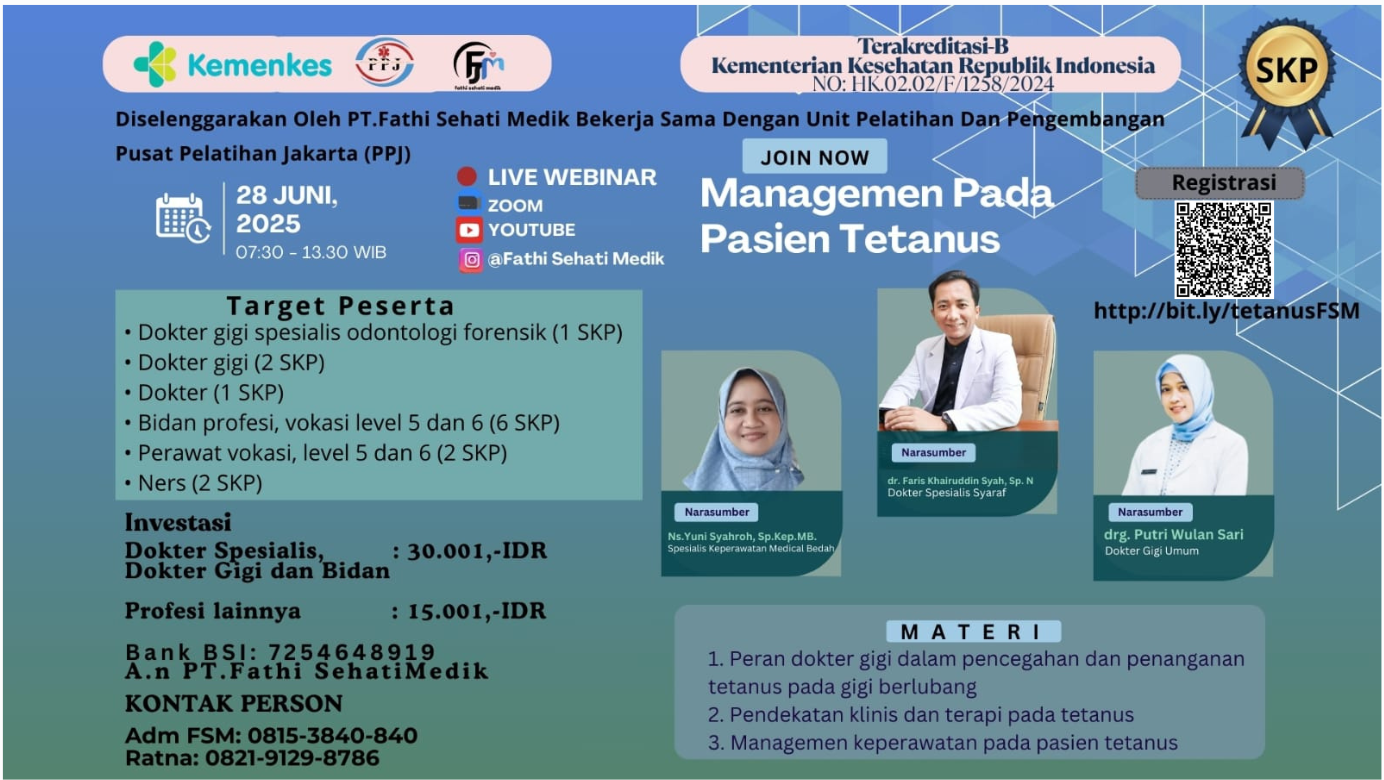 WEBINAR KESEHATAN NASIONAL MANAGEMEN TETANUS Angkatan 1