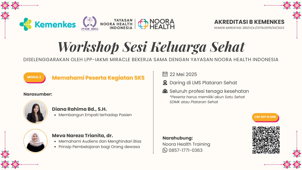 Workshop Sesi Keluarga Sehat Noora Health Untuk Kesehatan Ibu dan Anak Serta Pencegahan Penyakit Tidak Menular Di Rumah Sakit dan Puskesmas : Memahami peserta kegiatan SKS Angkatan 2