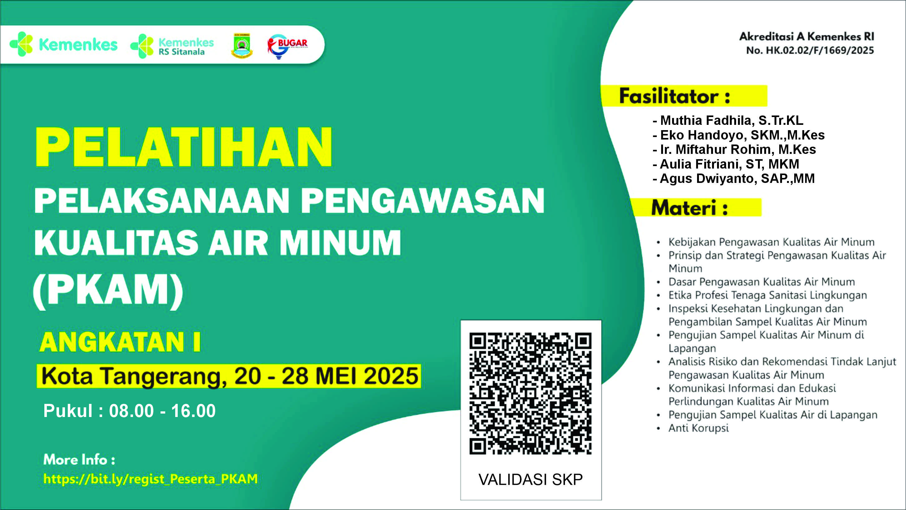 Pelatihan Pelaksanaan Pengawasan Kualitas Air Minum Angkatan 1