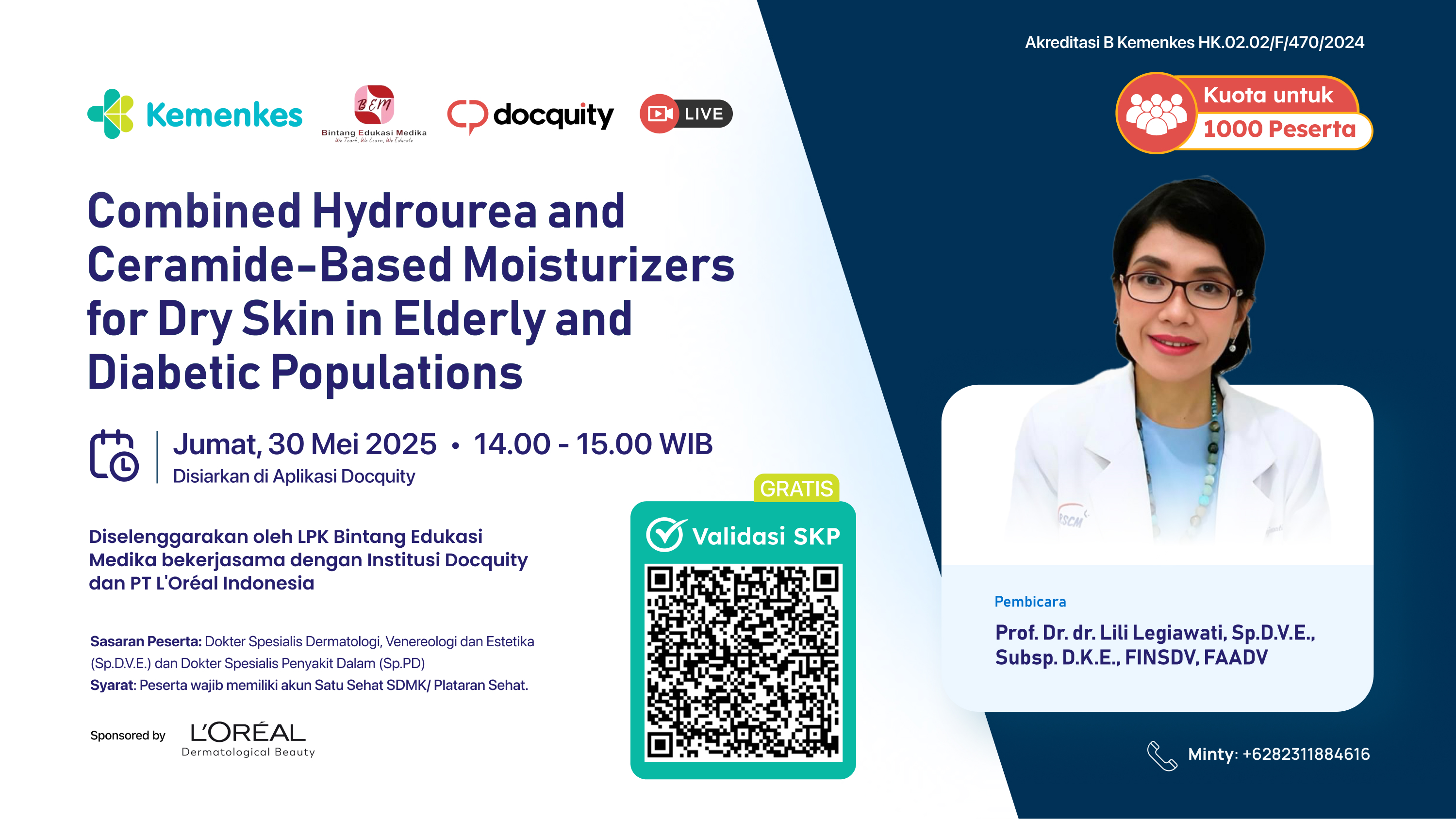 Webinar “Combined Hydrourea and Ceramide-Based Moisturizers for Dry Skin in Elderly and Diabetic Populations”   Angkatan 1
