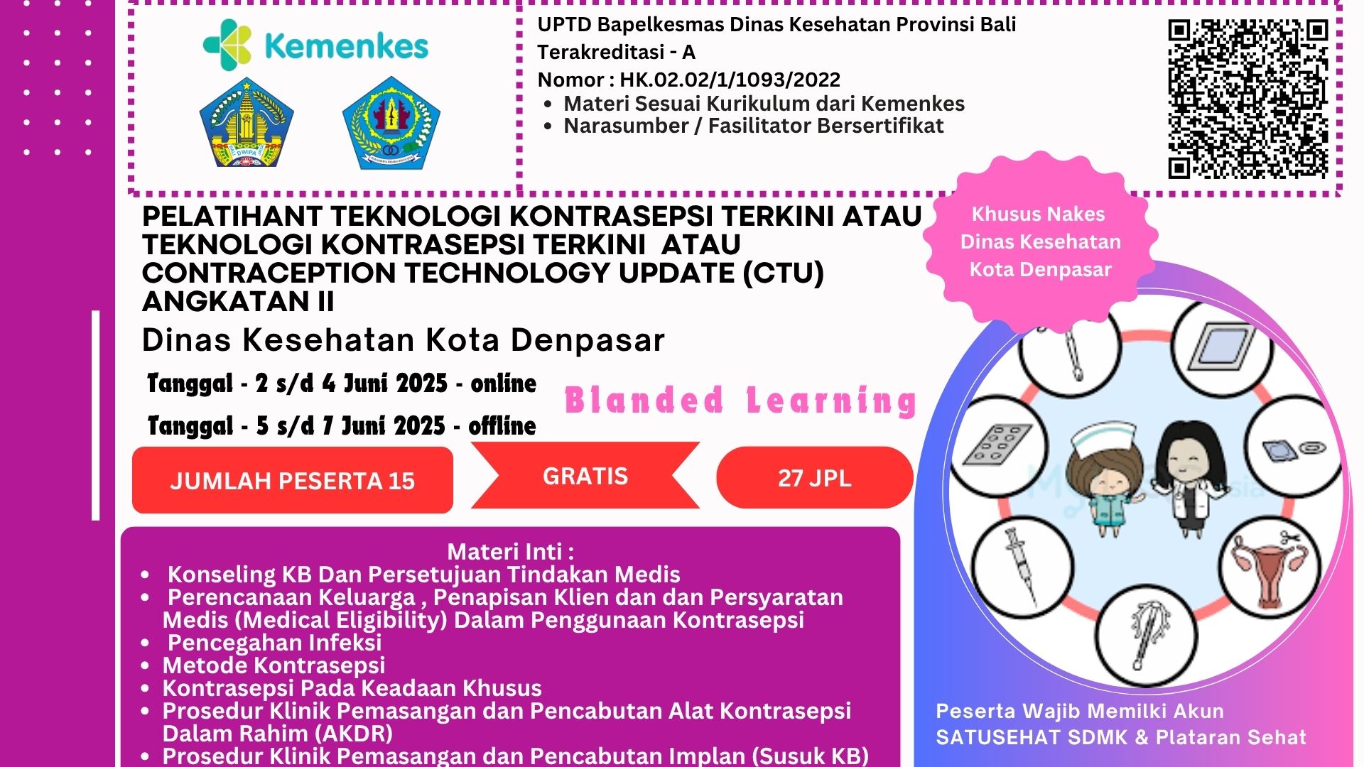 Pelatihan Teknologi Kontrasepsi Terkini atau Contraception Technology Update (CTU) bagi Tenaga Kesehatan Angkatan 2