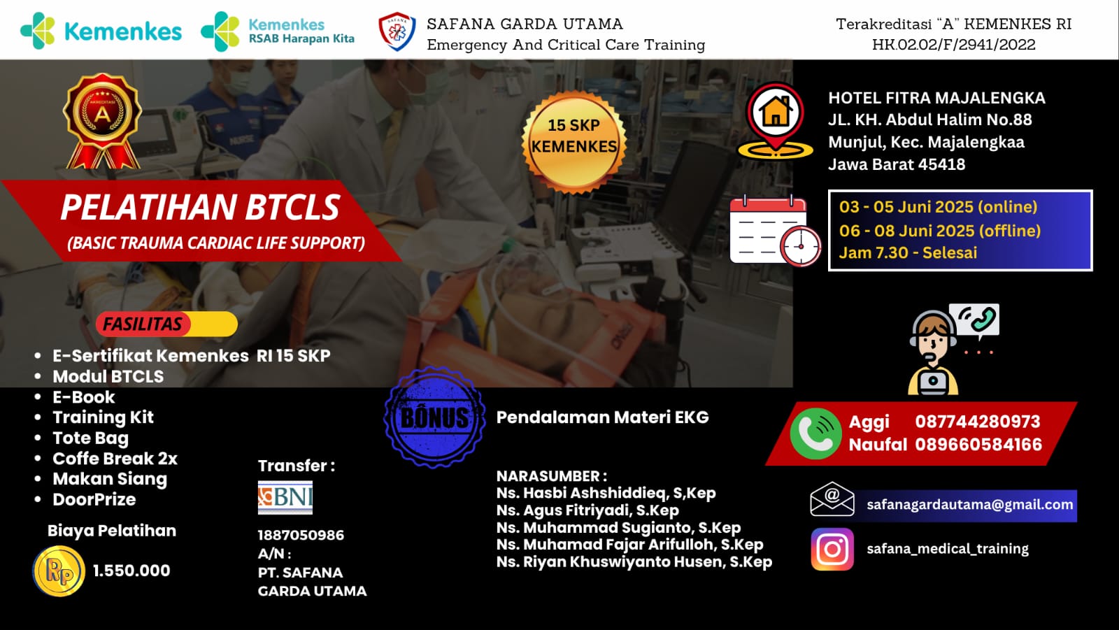 Pelatihan Basic Trauma Cardiac Life Support (BTCLS) Angkatan 3