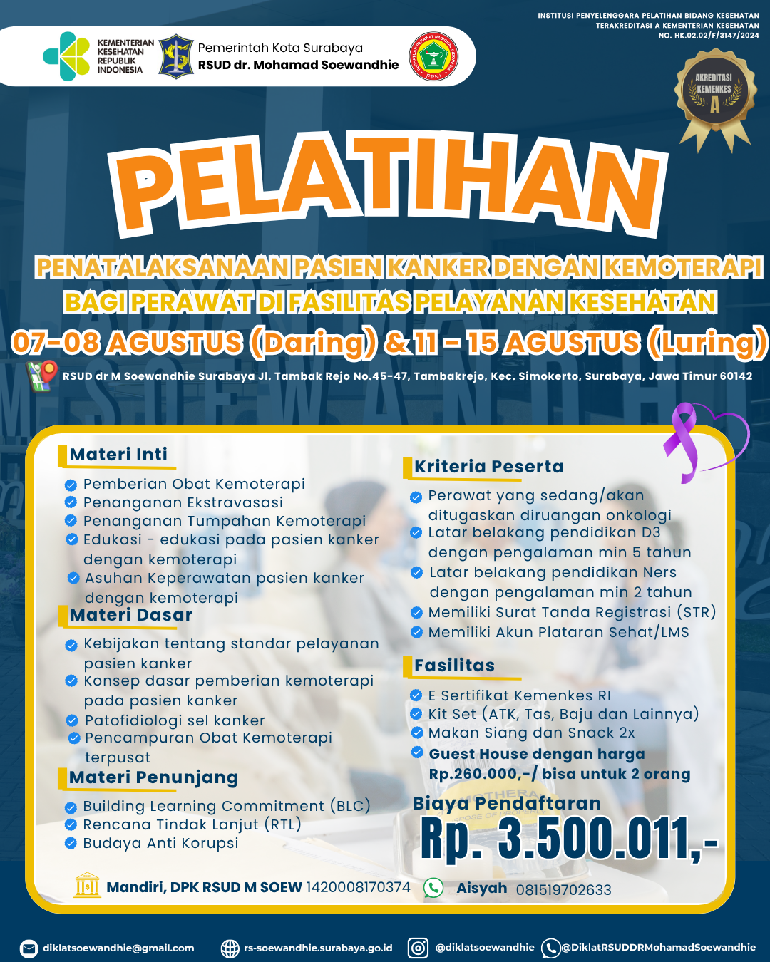 Pelatihan Penatalaksanaan Pasien Kanker dengan Kemoterapi bagi Perawat di Fasilitas Pelayanan Kesehatan Angkatan 2