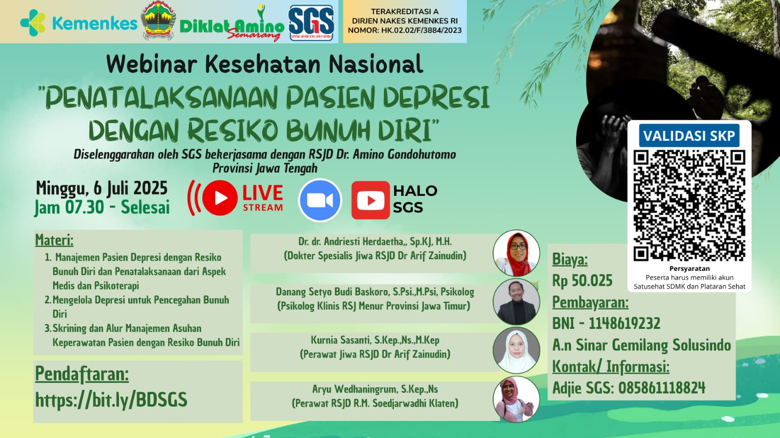 WEBINAR KESEHATAN - PENATALAKSANAAN PASIEN DEPRESI DENGAN RESIKO BUNUH DIRI Angkatan 1