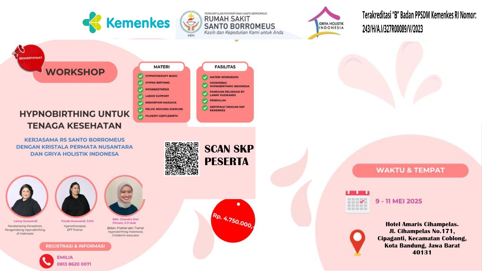 WORKSHOP HYPNOBIRTHING UNTUK TENAGA KESEHATAN KERJASAMA RS SANTO BORROMEUS DENGAN KRISTALA PERMATA NUSANTARA DAN GRIYA HOLISTIK INDONESIA
