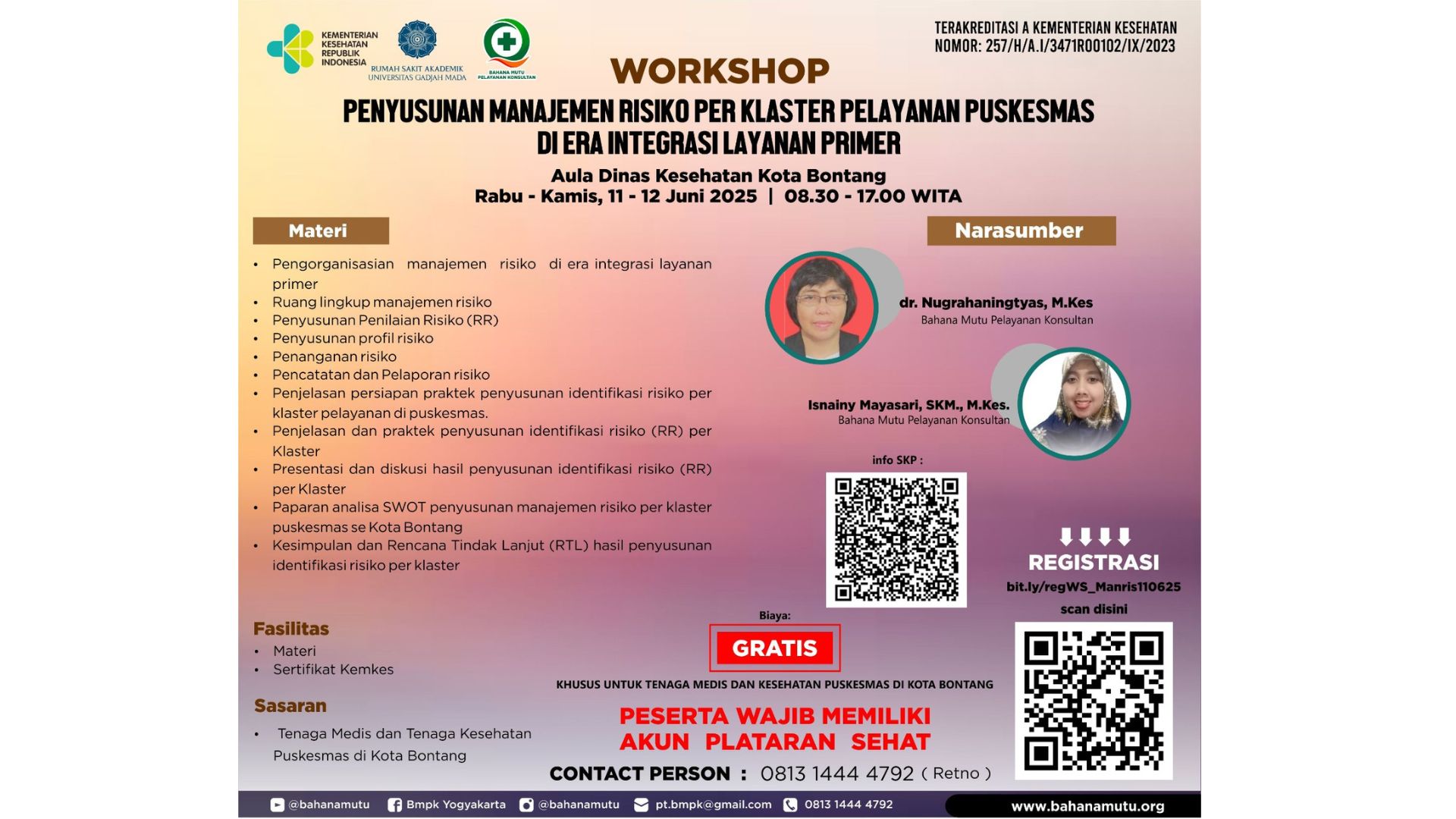 Penyusunan Manajemen Risiko per Klaster Pelayanan Puskesmas di Era Integrasi Layanan Primer Angkatan 1
