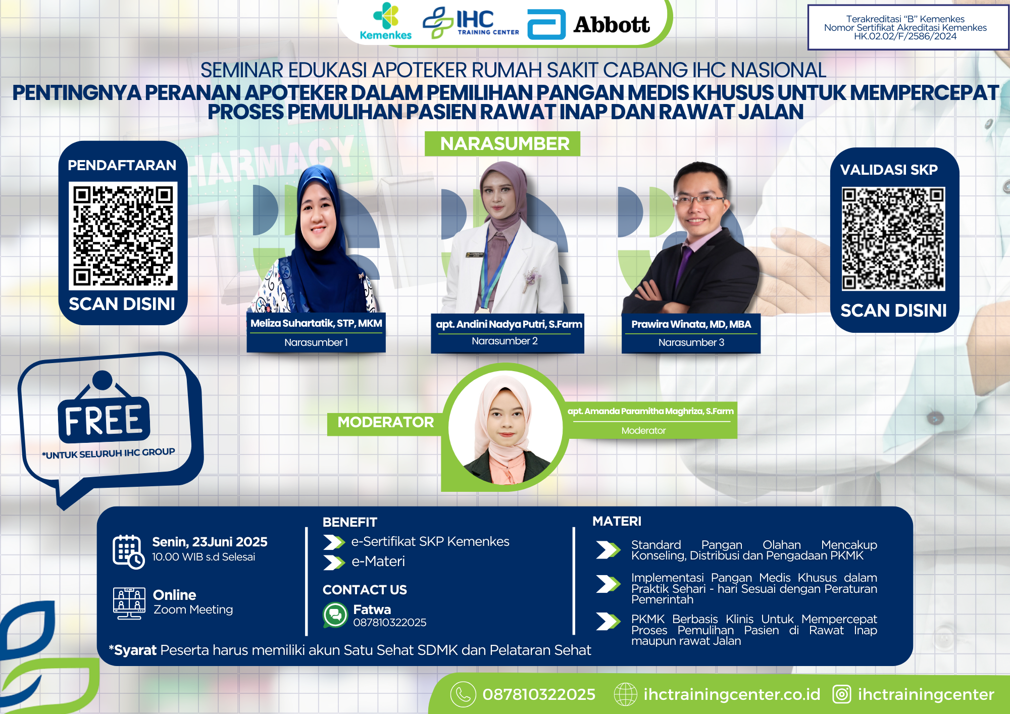 Seminar Edukasi Apoteker Rumah Sakit Cabang IHC Nasional   Angkatan 1
