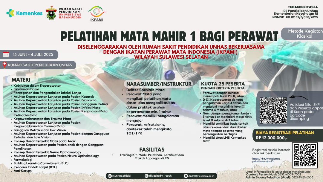 Pelatihan Mata Mahir 1 bagi Perawat Angkatan 1