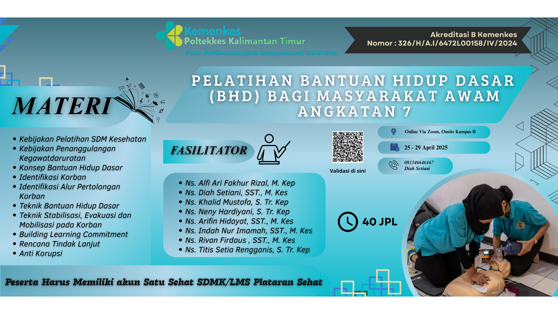 Pelatihan Bantuan Hidup Dasar (BHD) bagi Masyarakat Awam Angkatan 7
