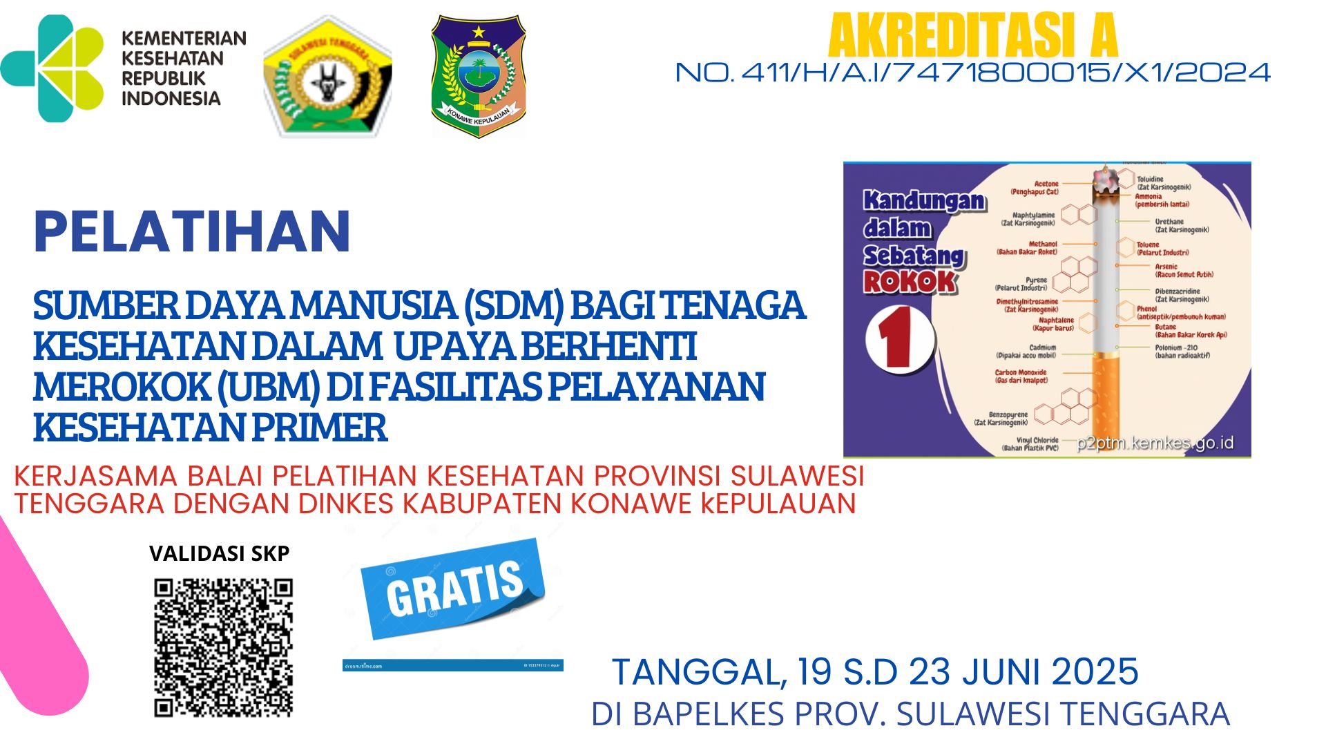 Pelatihan Sumber Daya Manusia (SDM) bagi Tenaga Kesehatan dalam Upaya Berhenti Merokok (UBM) di Fasilitas Pelayanan Kesehatan Primer Angkatan 1