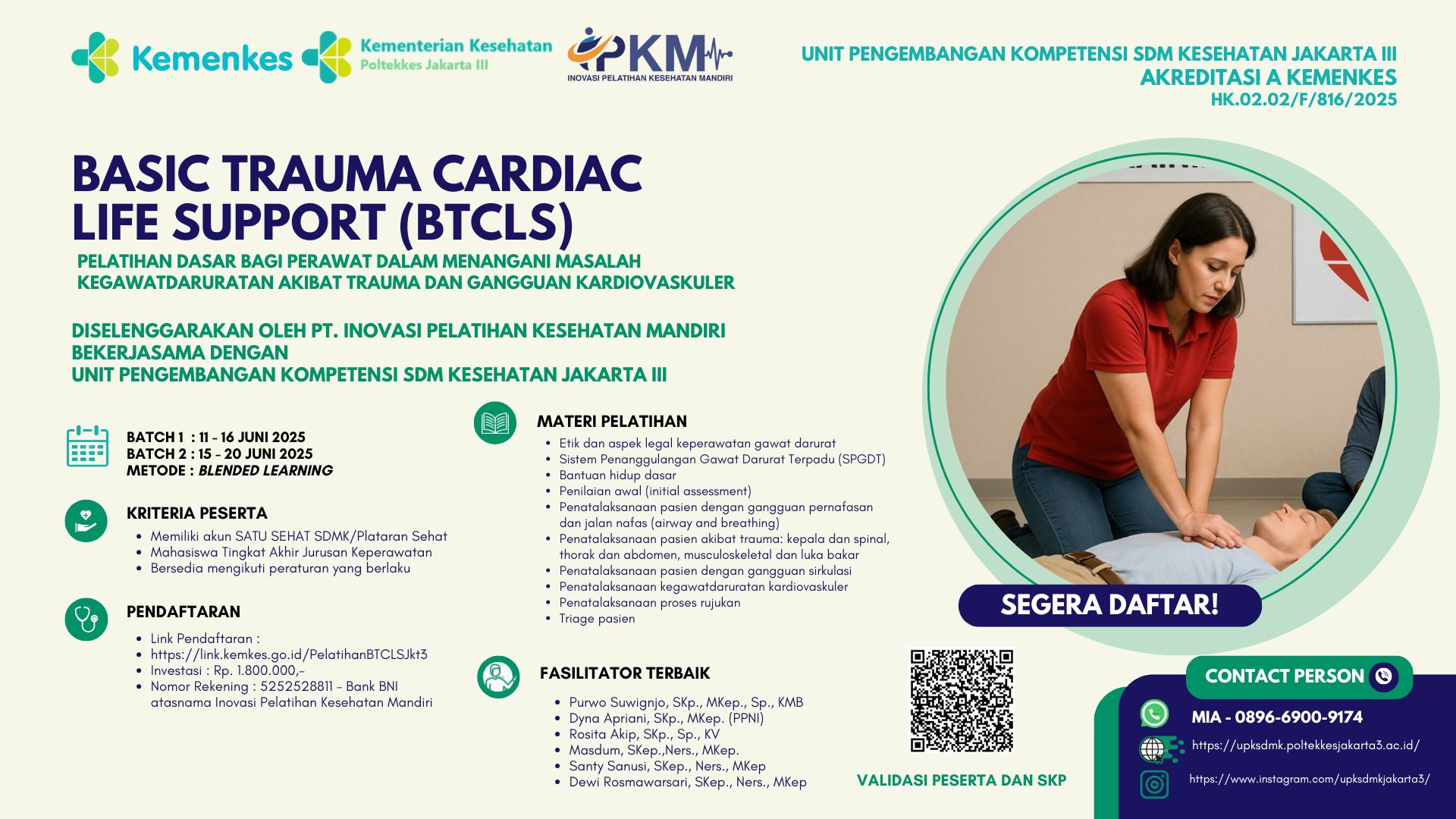 Pelatihan Basic Trauma Cardiac Life Support (BTCLS) Angkatan 2