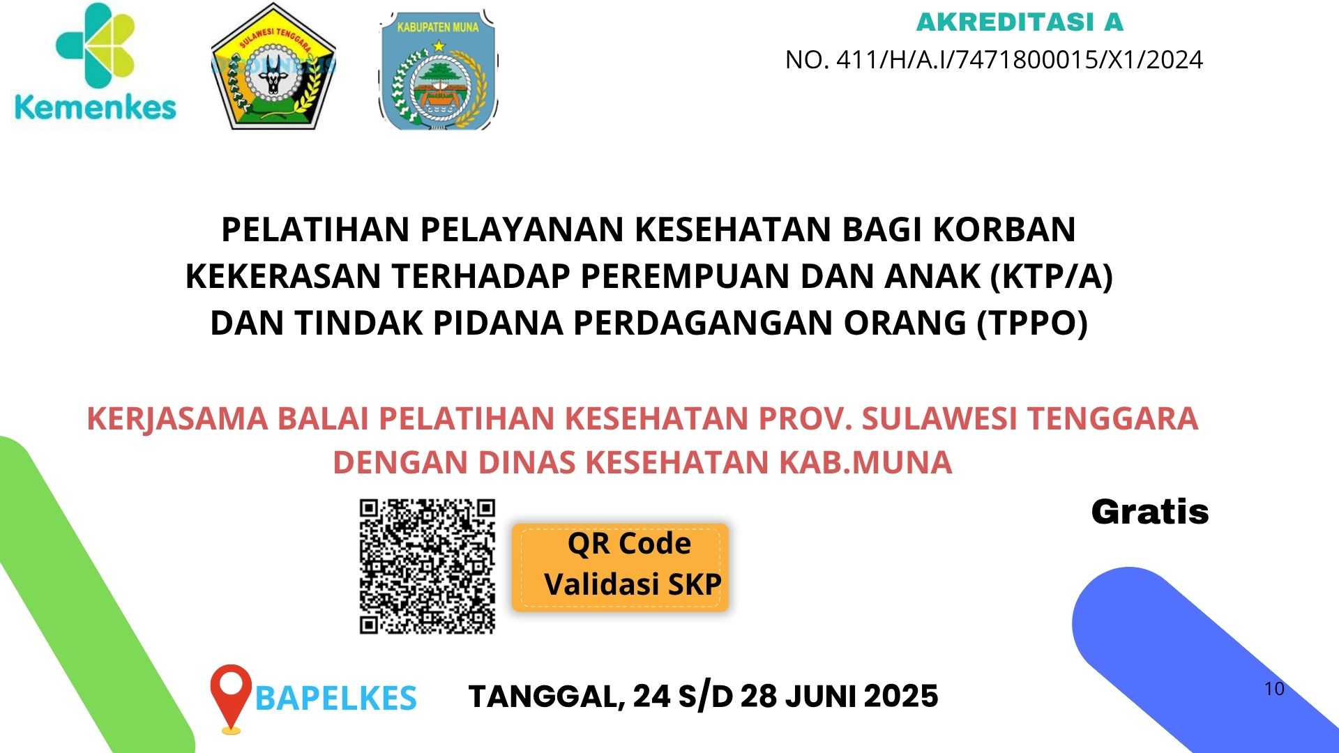 Pelatihan Pelayanan Kesehatan bagi Korban KTPA dan TPPO bagi Petugas Kesehatan Angkatan 2