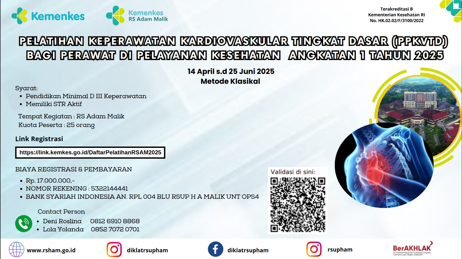 Pelatihan Keperawatan Kardiovaskular Tingkat Dasar (PKKvTD) bagi Perawat di Pelayanan Kesehatan Angkatan 1