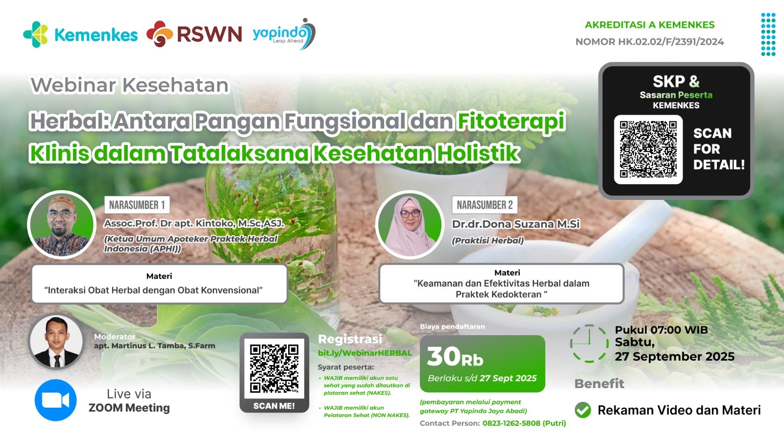 Webinar Herbal: Antara Pangan Fungsional dan Fitoterapi Klinis dalam Tatalaksana Kesehatan Holistik Angkatan 1