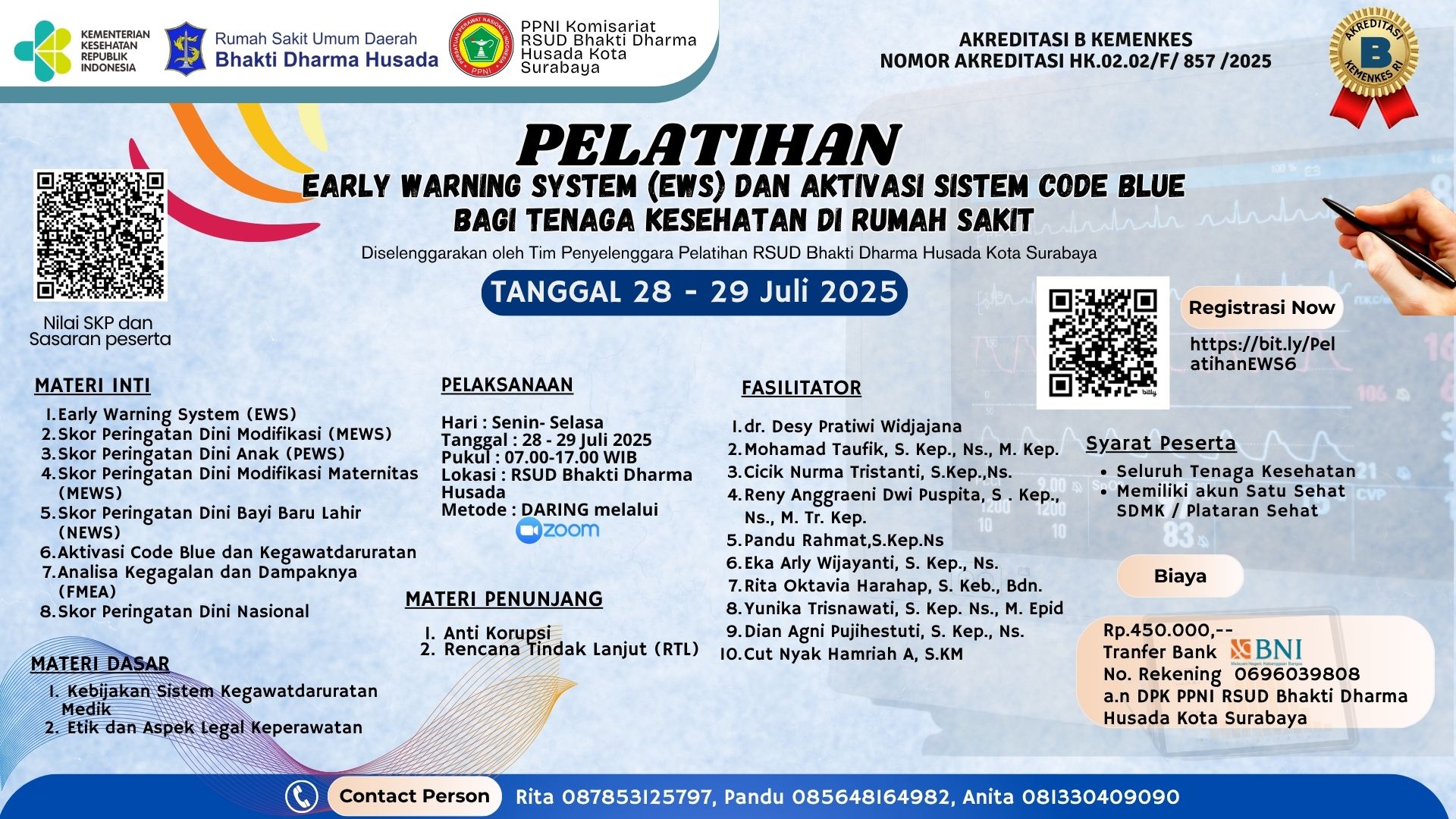 Pelatihan Early Warning System &#40;EWS&#41; dan Aktivasi Sistem Code Blue Bagi Tenaga Kesehatan di Rumah Sakit Angkatan 6
