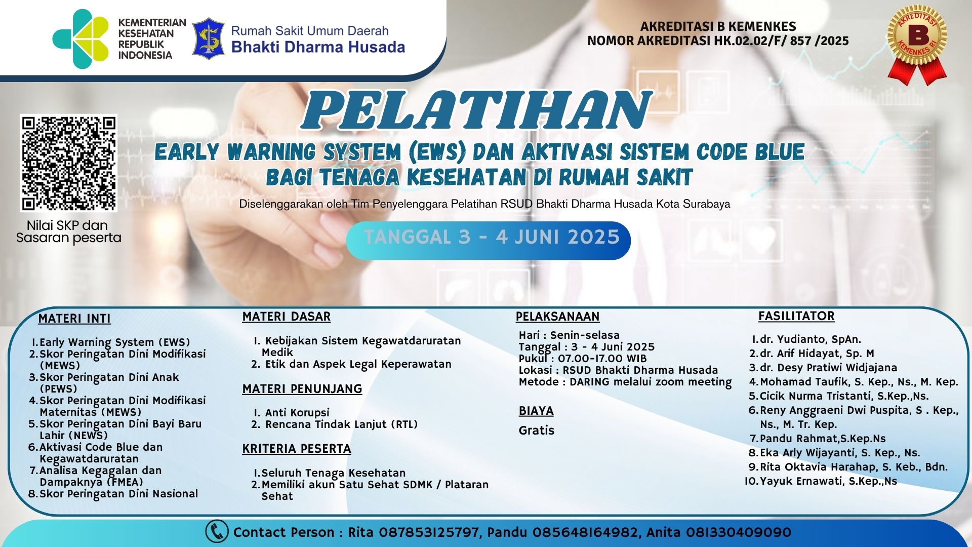 Pelatihan Early Warning System &#40;EWS&#41; dan Aktivasi Sistem Code Blue Bagi Tenaga Kesehatan di Rumah Sakit Angkatan 5