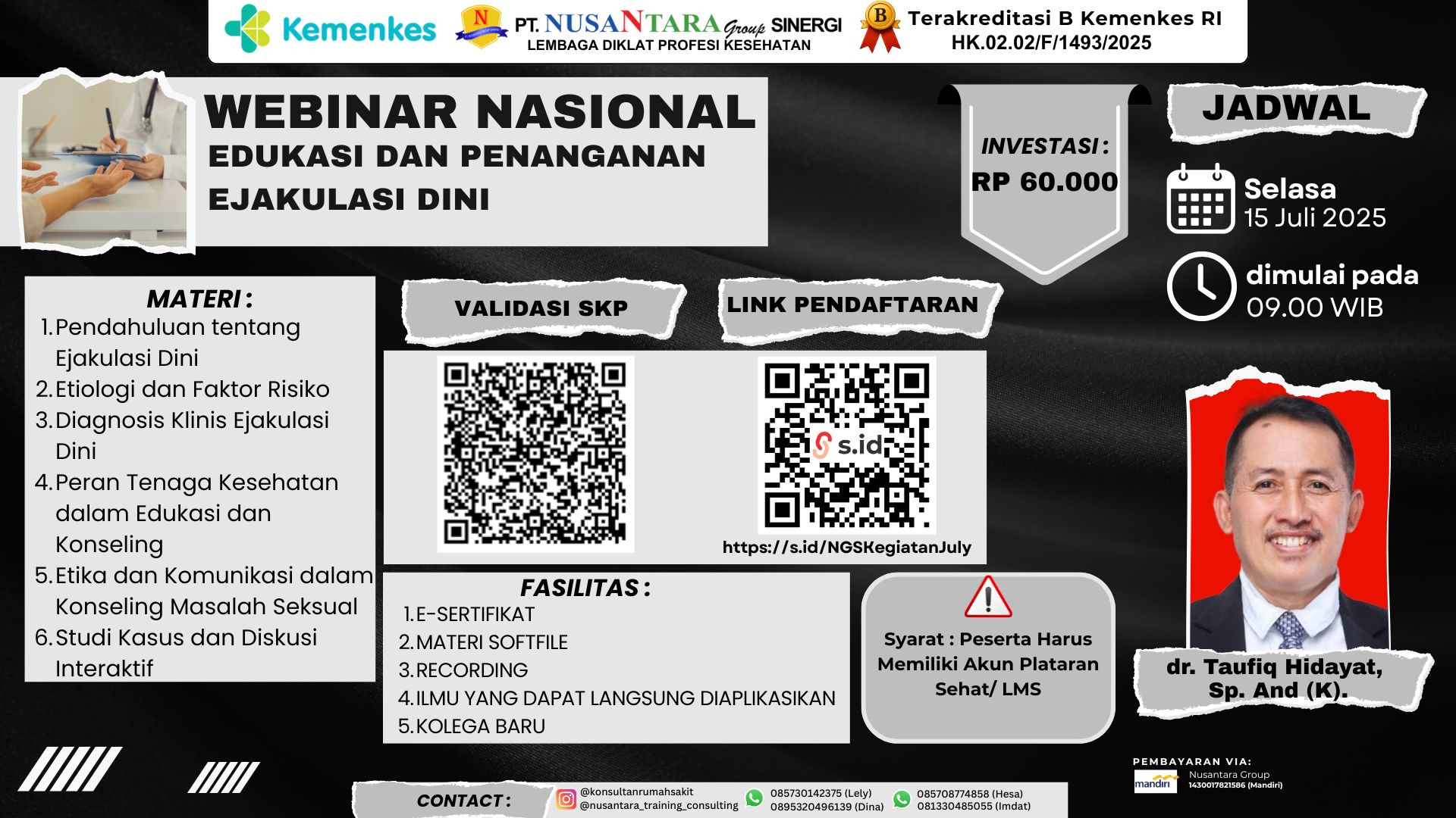 Webinar Nasional Edukasi dan Penanganan Ejakulasi Dini Angkatan 1
