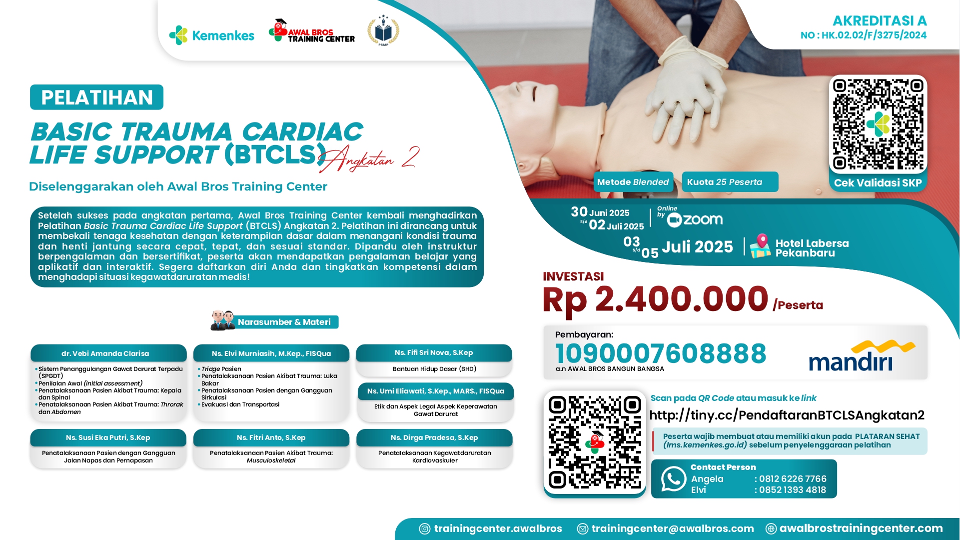 Pelatihan Basic Trauma Cardiac Life Support (BTCLS) Angkatan 2