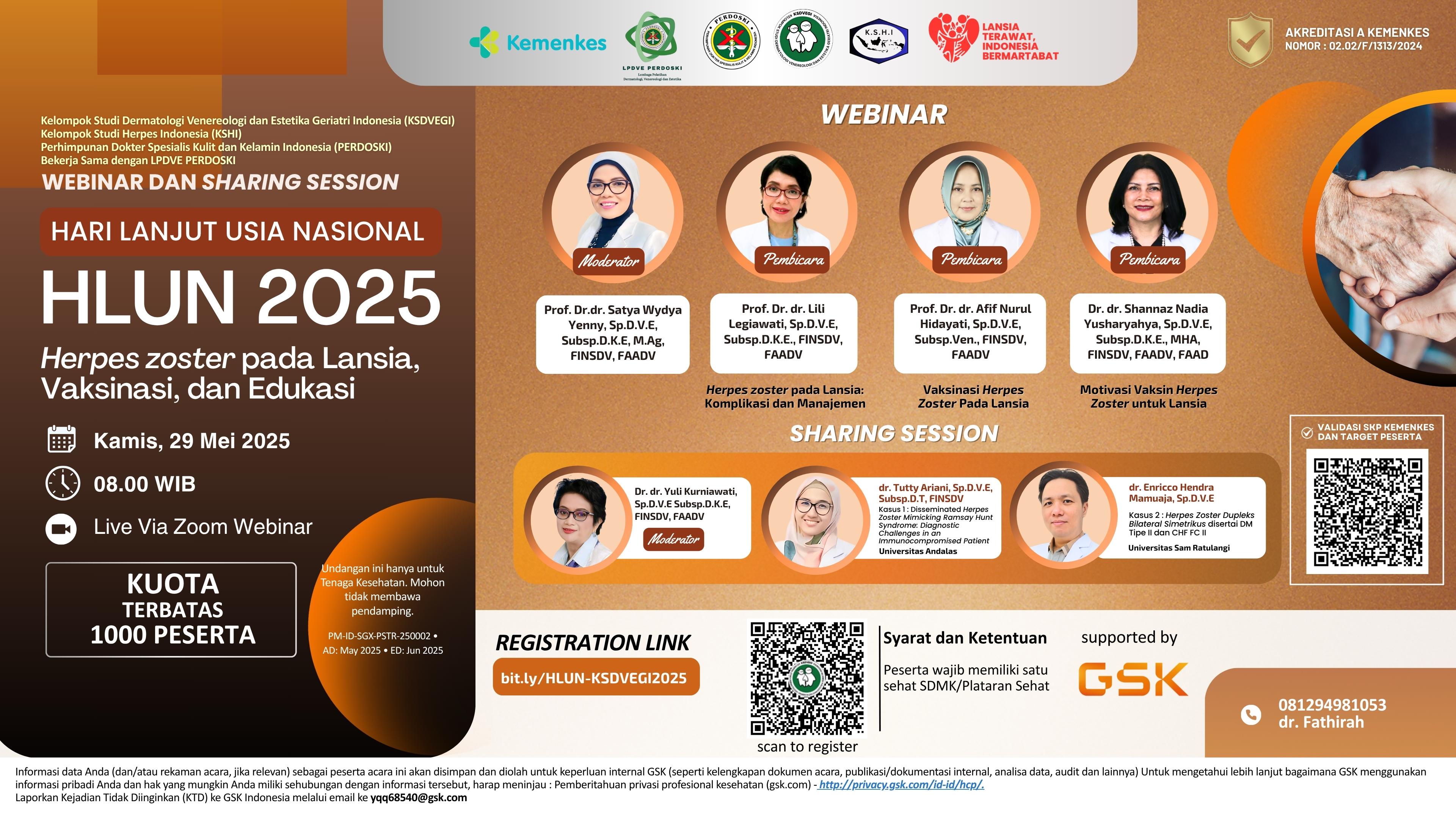 Webinar dan Sharing Session HLUN 2025: Herpes zoster pada lansia, vaksinasi, dan edukasi vaksinasi Angkatan 1