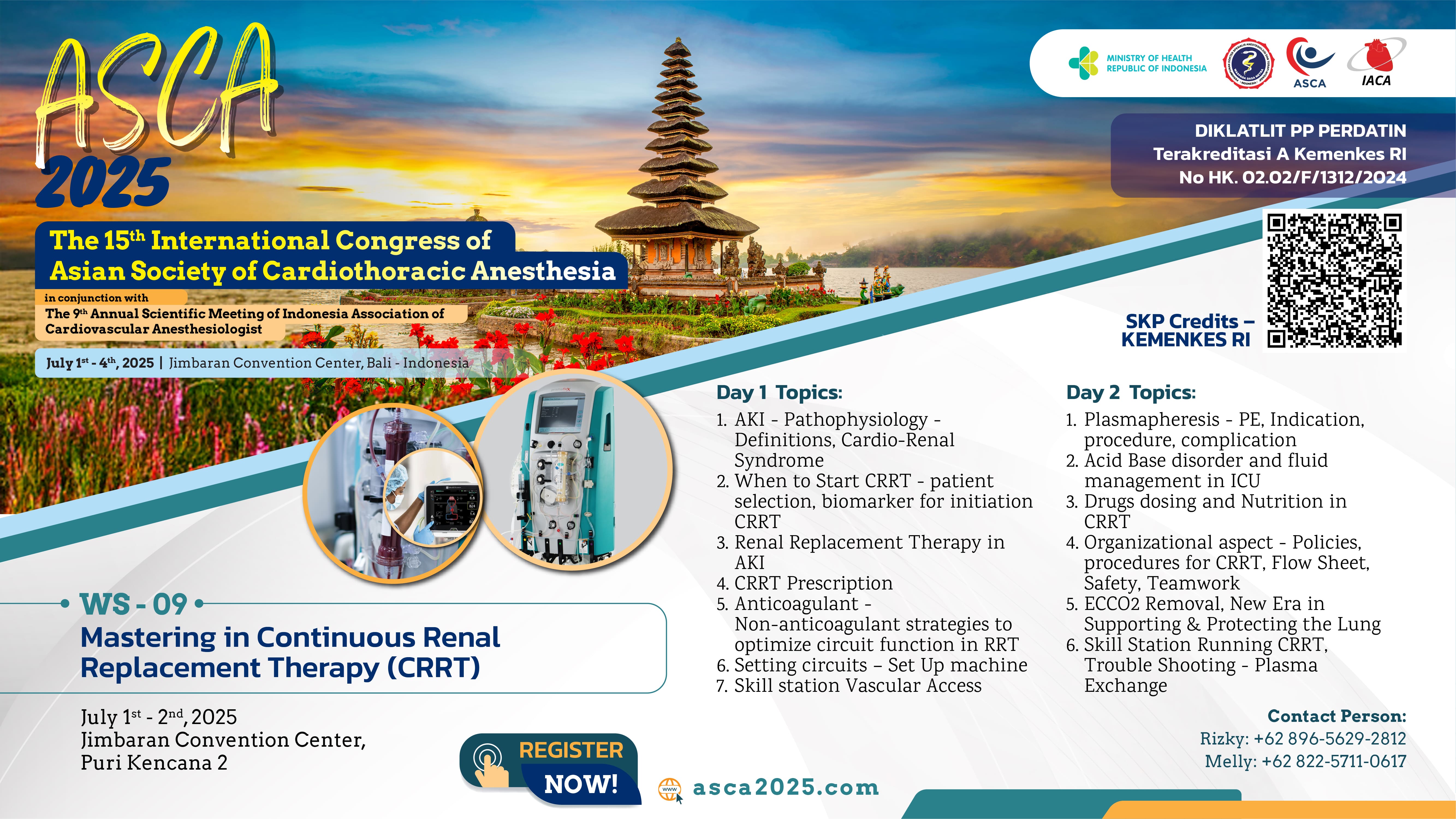 Workshop Mastering in Continuous Renal Replacement Therapy (CRRT) Angkatan 1