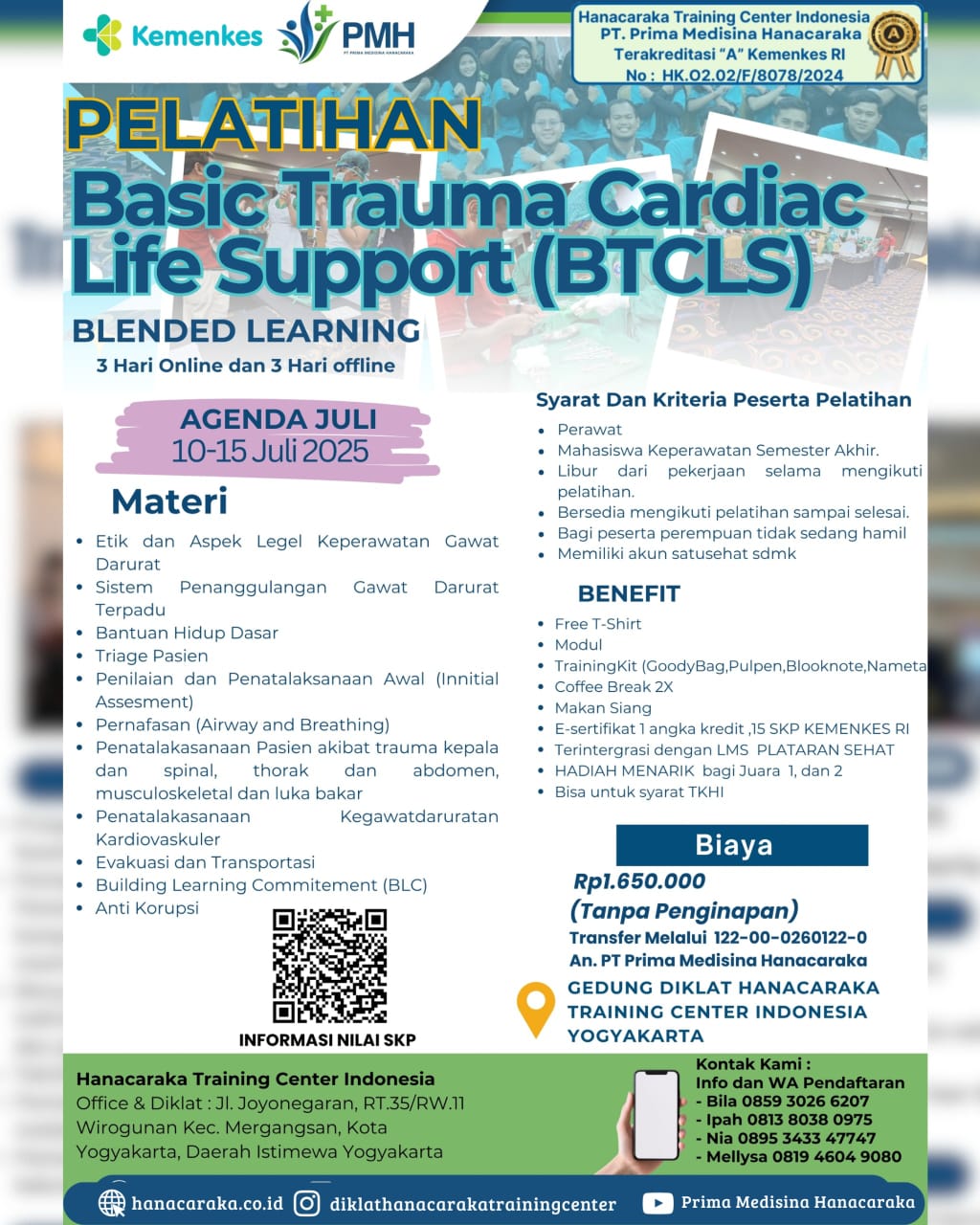 Pelatihan Basic Trauma Cardiac Life Support (BTCLS) YOGYAKARTA