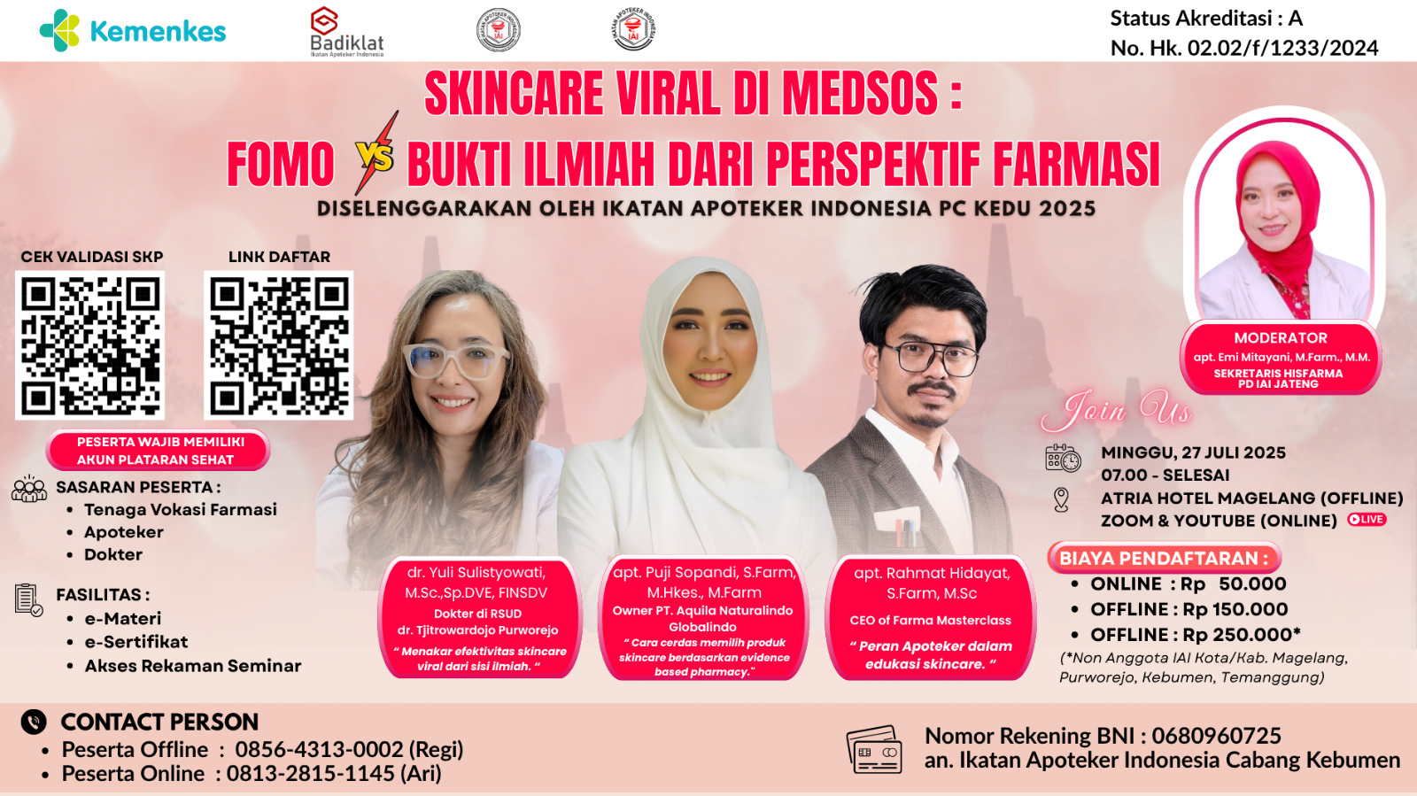 Seminar Skincare Viral di Medsos: FOMO  vs Bukti Ilmiah dari Perspektif Farmasi Angkatan 1