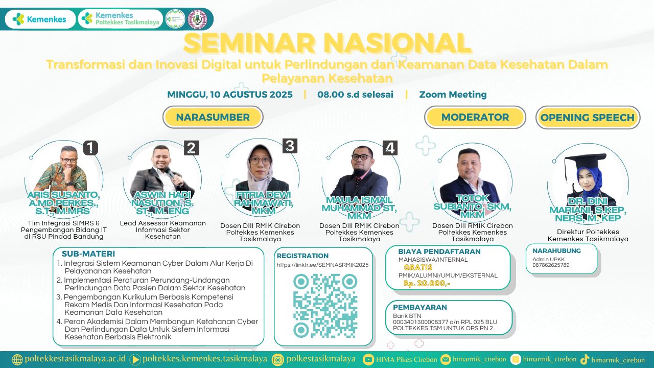 Seminar Transformasi dan Inovasi Digital untuk Perlindungan dan Keamanan Data Kesehatan Dalam Pelayanan Kesehatan Angkatan 1