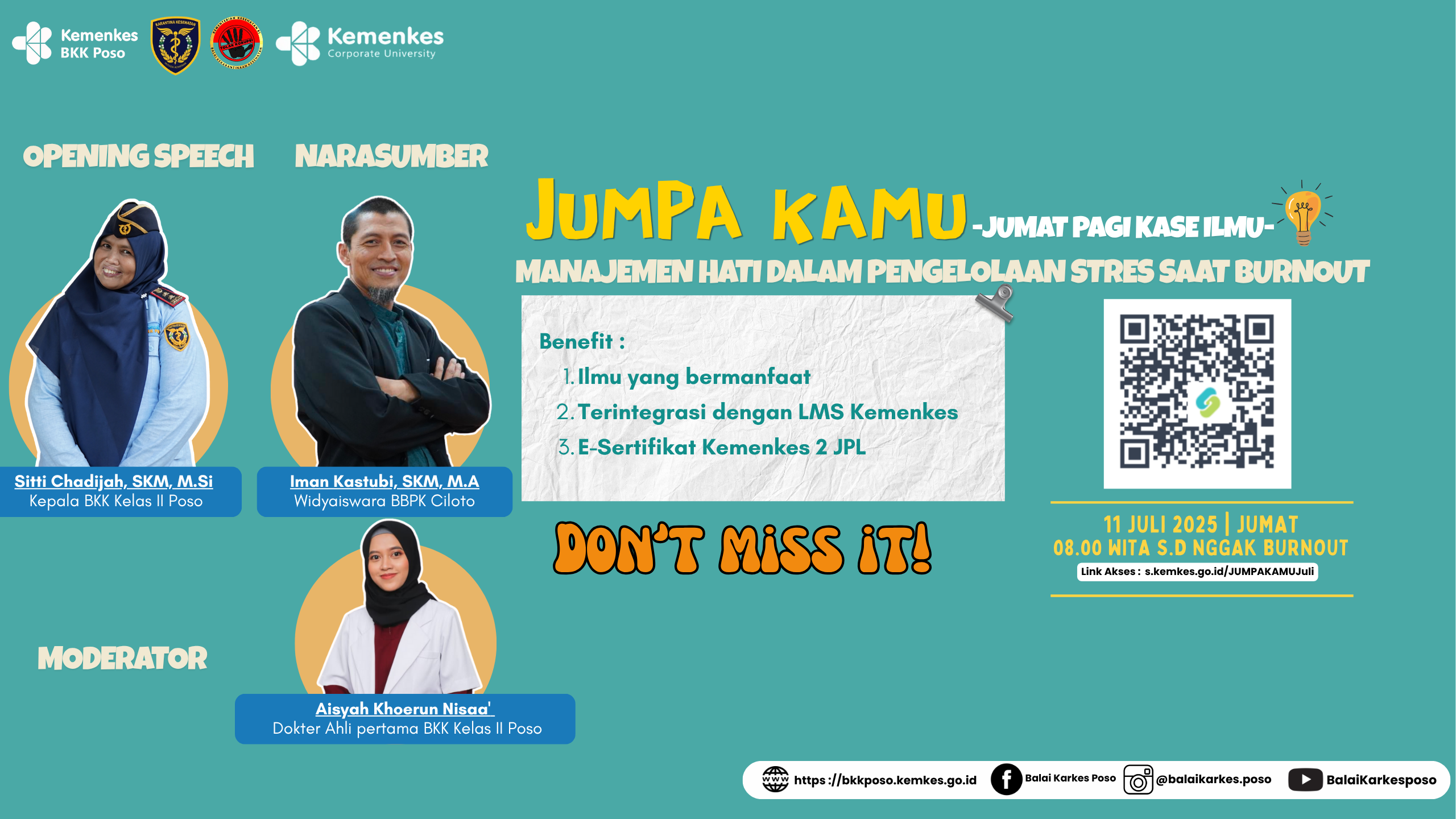 Webinar Jumpa Kamu  Manajemen Hati dalam Pengelolaan Stres saat Burnout
