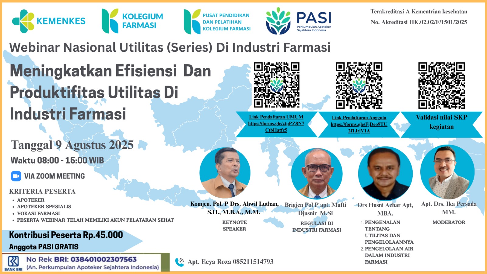 Webinar Nasional Utilitas (Series) di Industri Farmasi:  Angkatan 1
